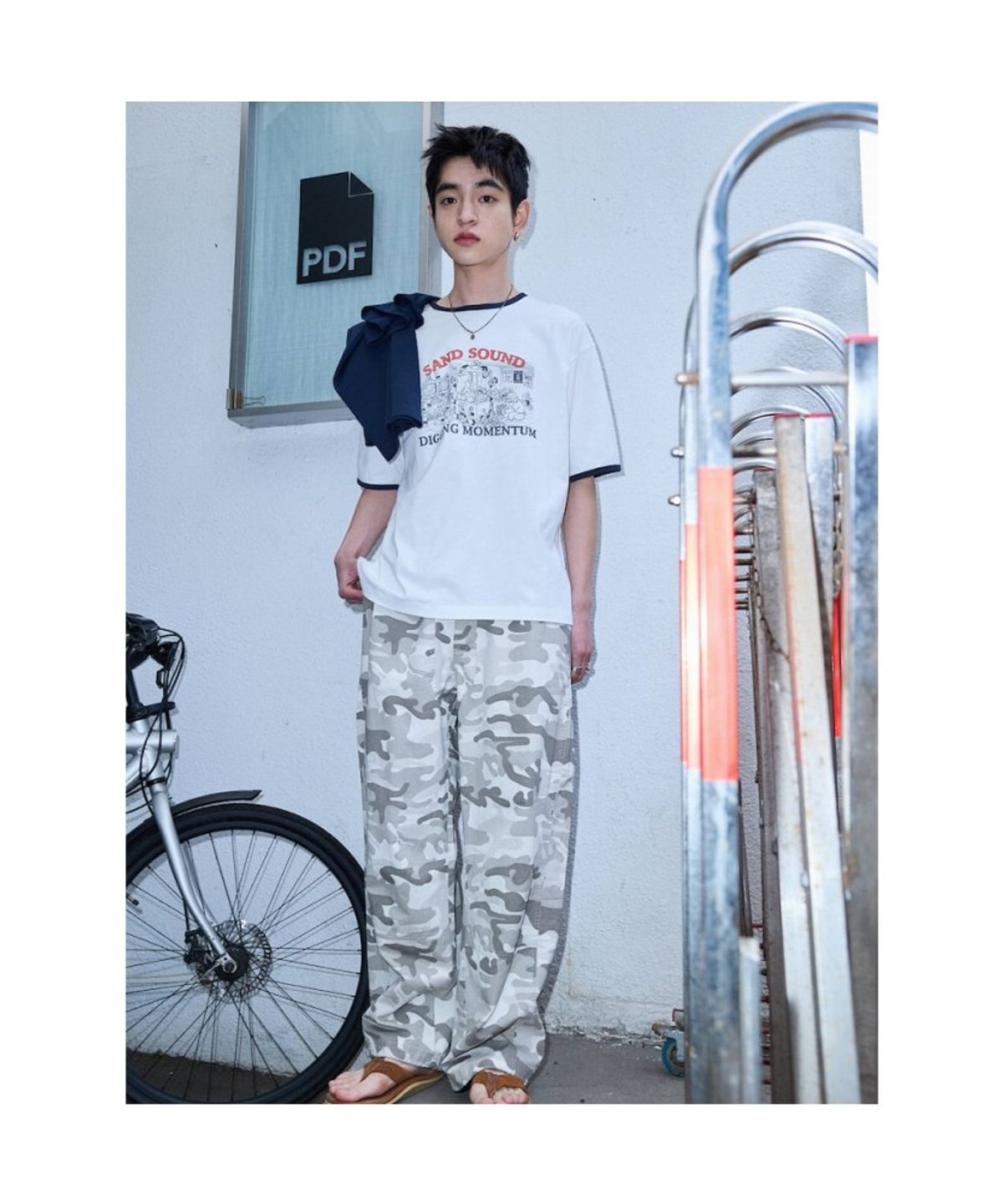 샌드 사운드(SAND SOUND) (UNISEX) 면 카모 팬츠  라이트 그레이