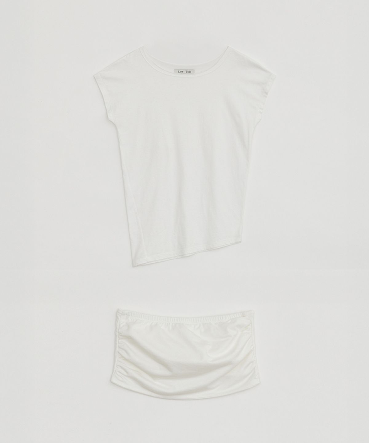 로우타이드(LOW TIDE) TUBE TOP OFF-SHOULDER T-SHIRT SET UP [WHITE]