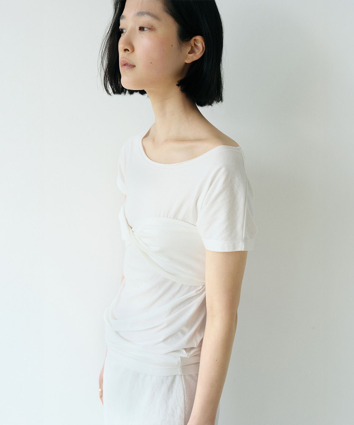 로우타이드(LOW TIDE) TUBE TOP OFF-SHOULDER T-SHIRT SET UP [WHITE]