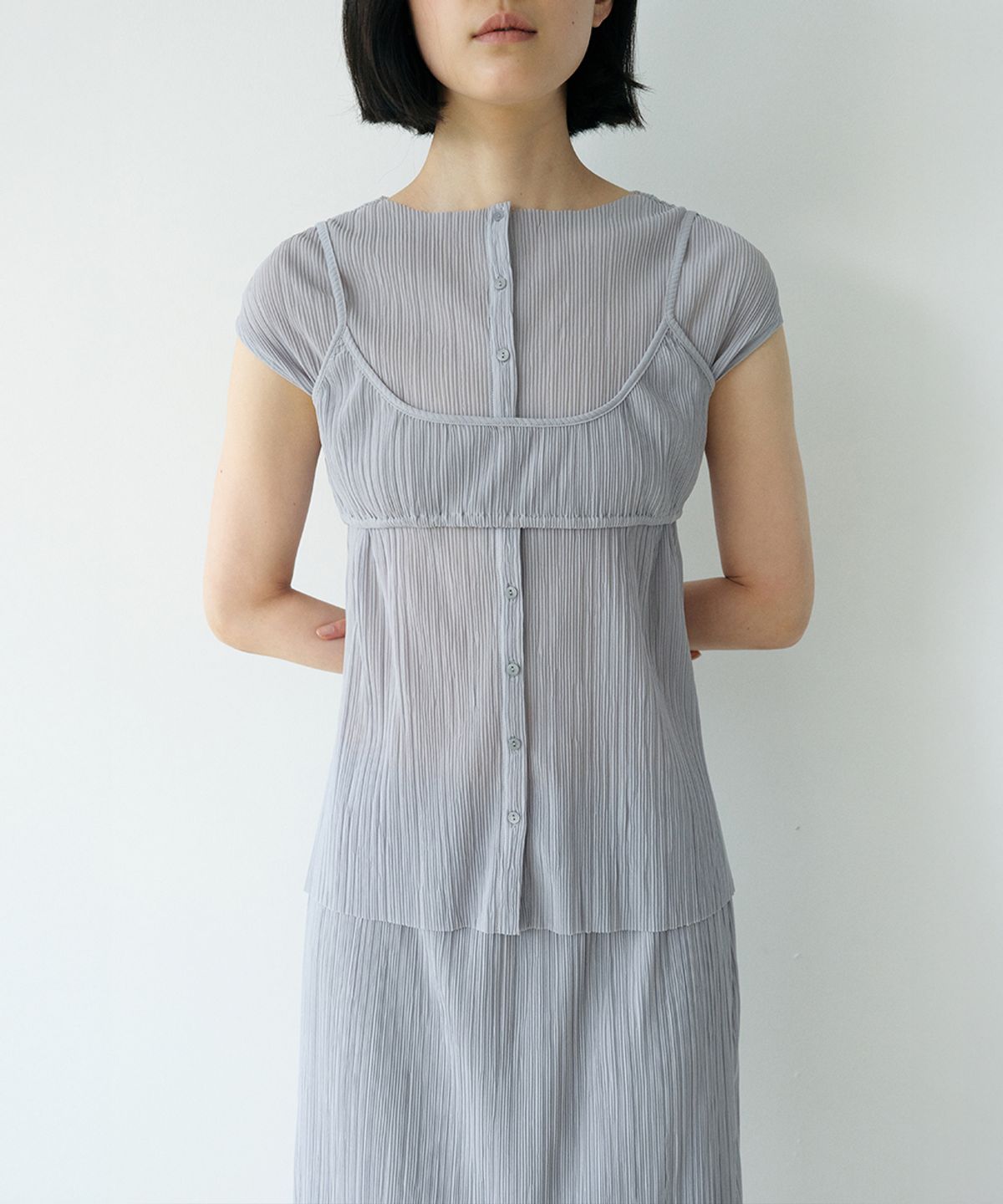 로우타이드(LOW TIDE) PLEATS BUSTIER SET UP [GREY]