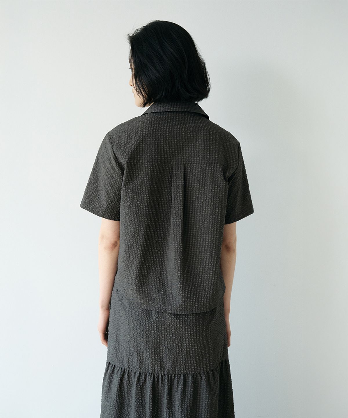 로우타이드(LOW TIDE) CHECK HALF SLEEVE SHIRT [CHARCOAL]