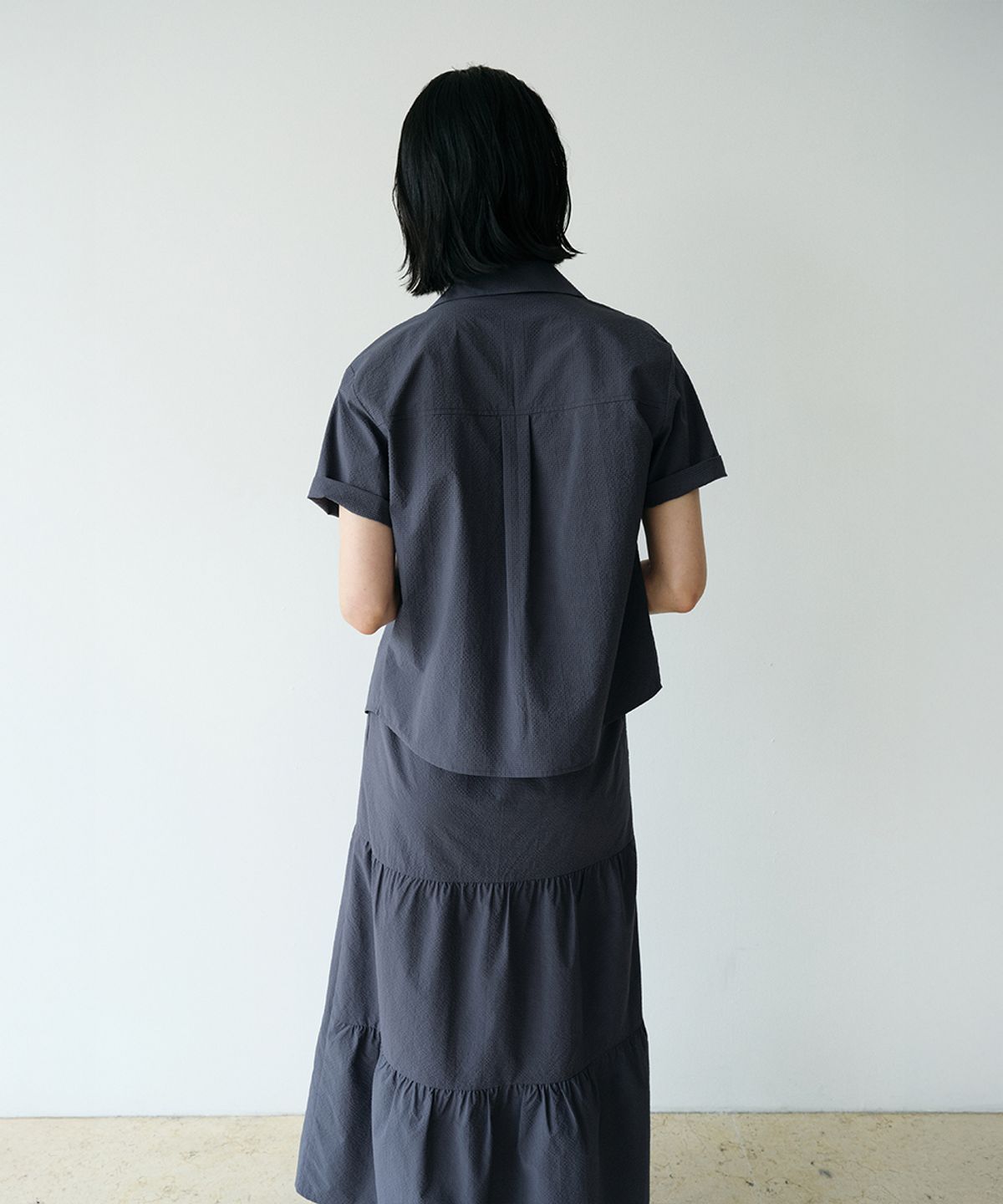 로우타이드(LOW TIDE) CHECK HALF SLEEVE SHIRT [NAVY]