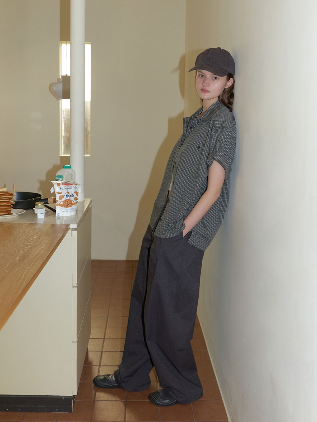 더미튼(THEMITTEN) Linden half shirt (khaki check)