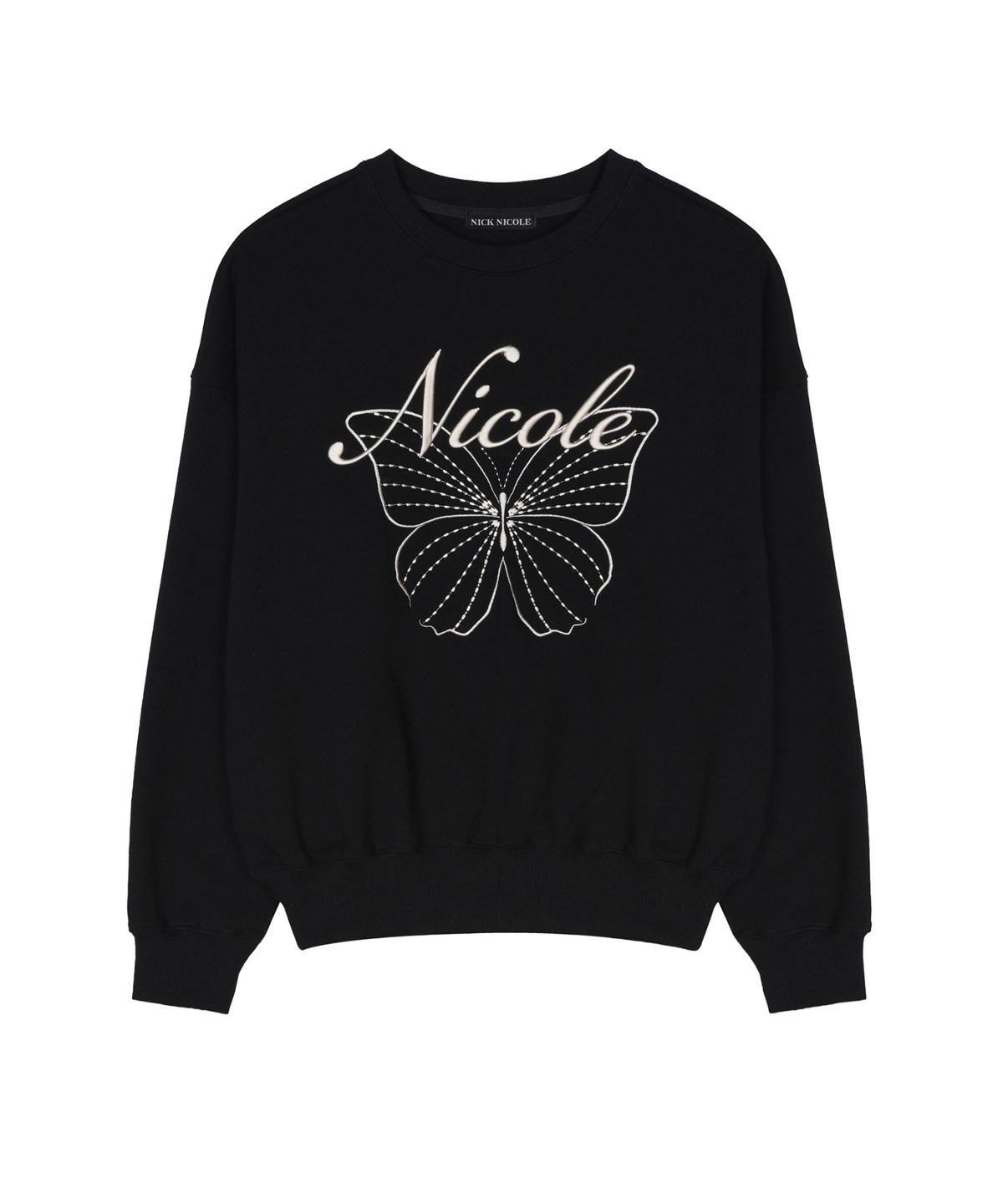 닉앤니콜(NICK&NICOLE) NICOLE BUTTERFLY SWEATSHIRT_BLACK CREAM