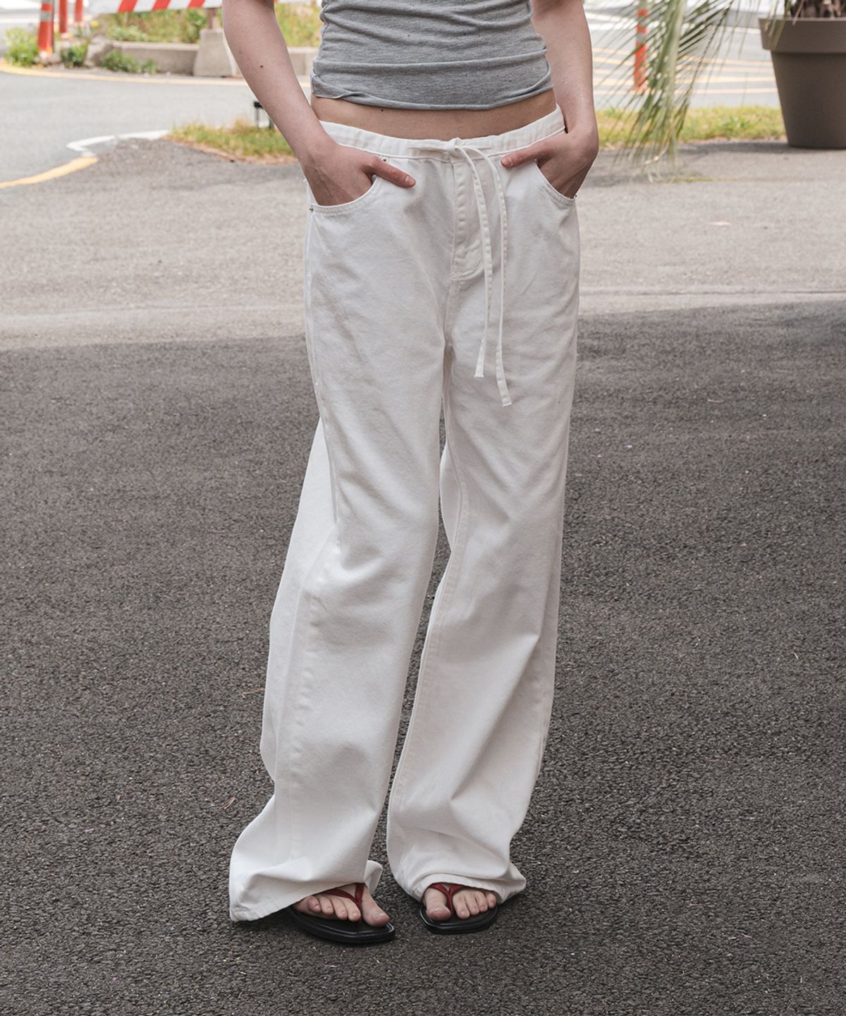 108파운드(108POUND) Waist Tie Denim_White