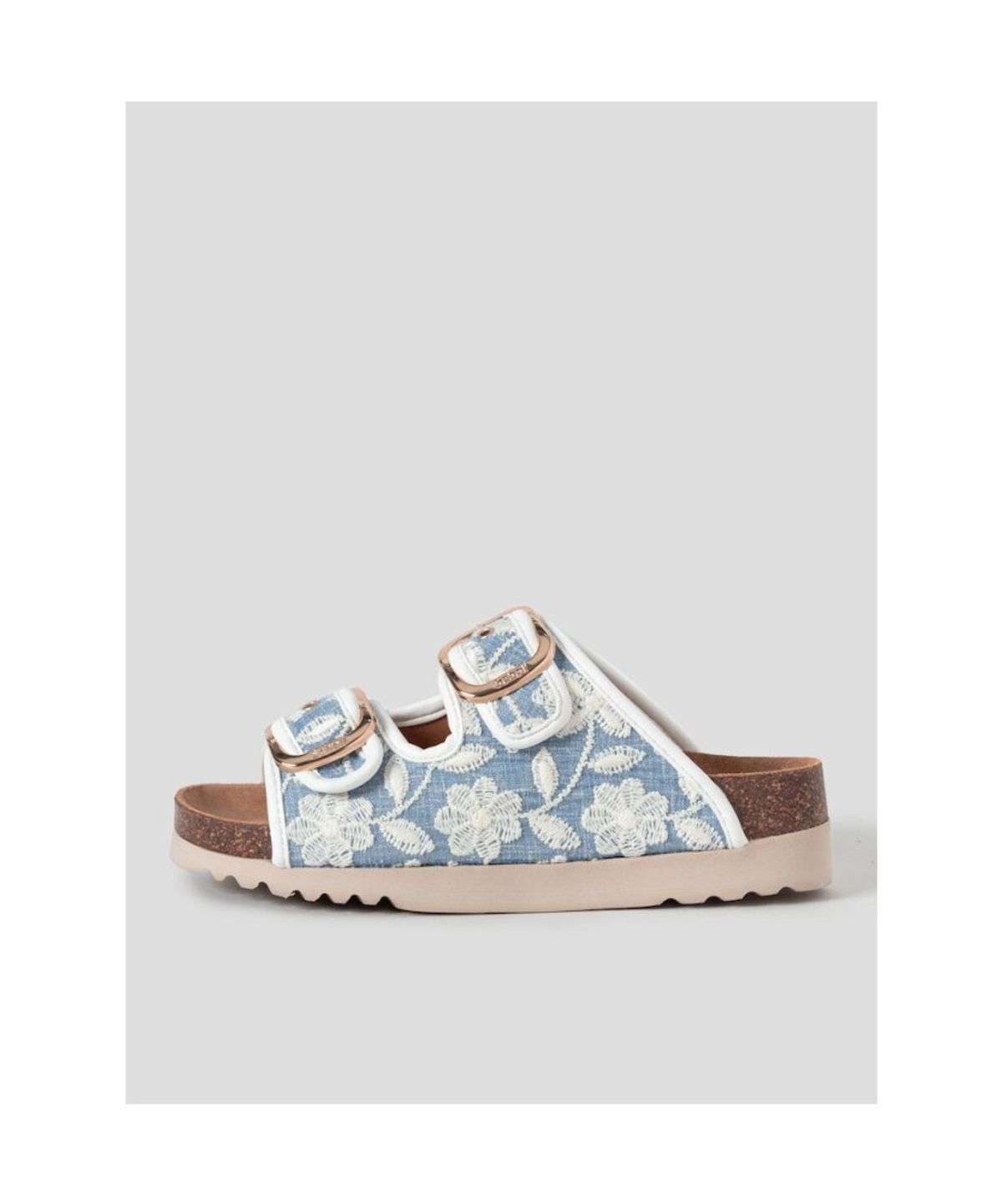 숄(SCHOLL) (WOMEN) 투스트랩 패턴 코르크 샌들 - 블루 (HH64K2C18P)
