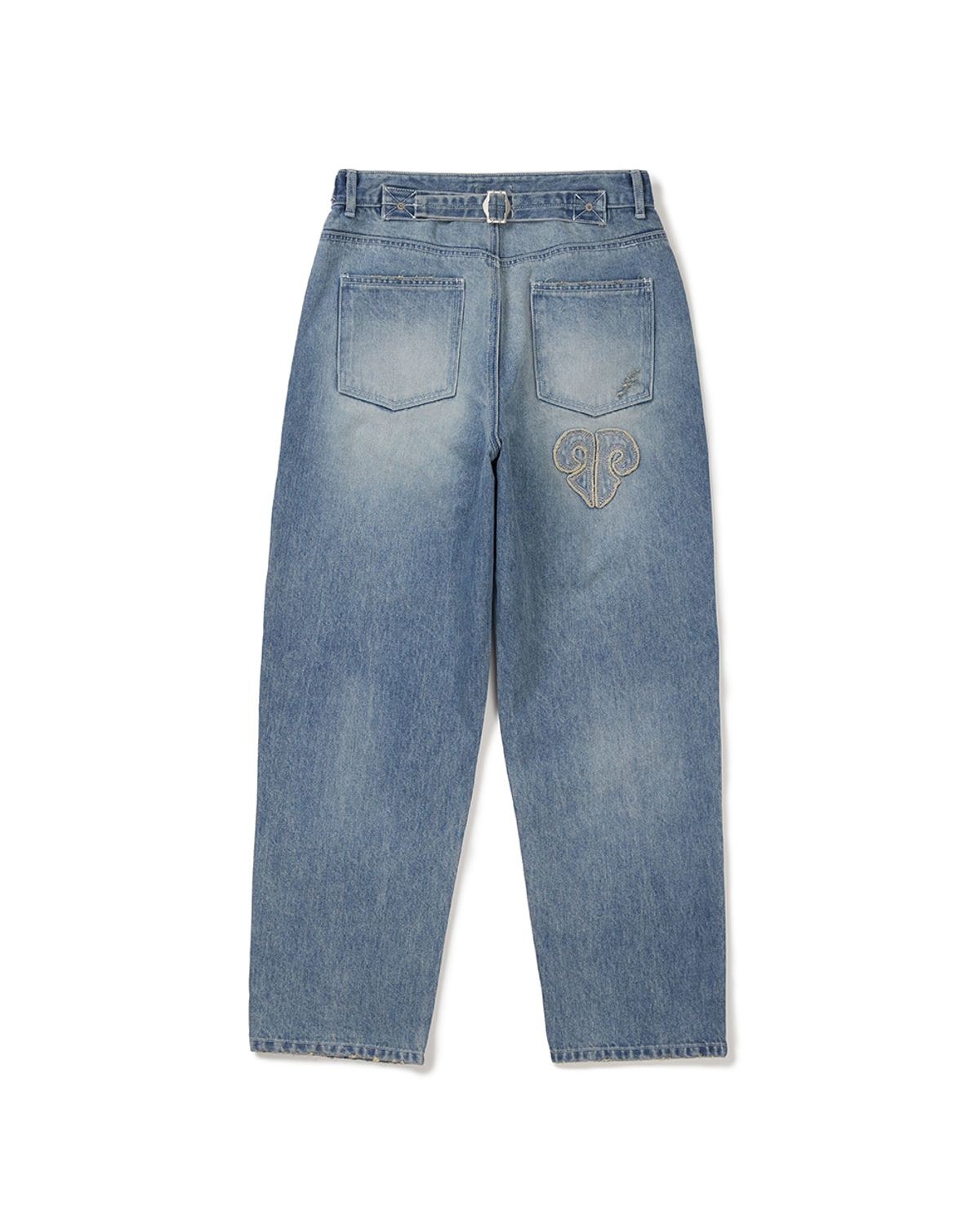 카락터(KARACTOR) Fray patch denim Pants / Light blue