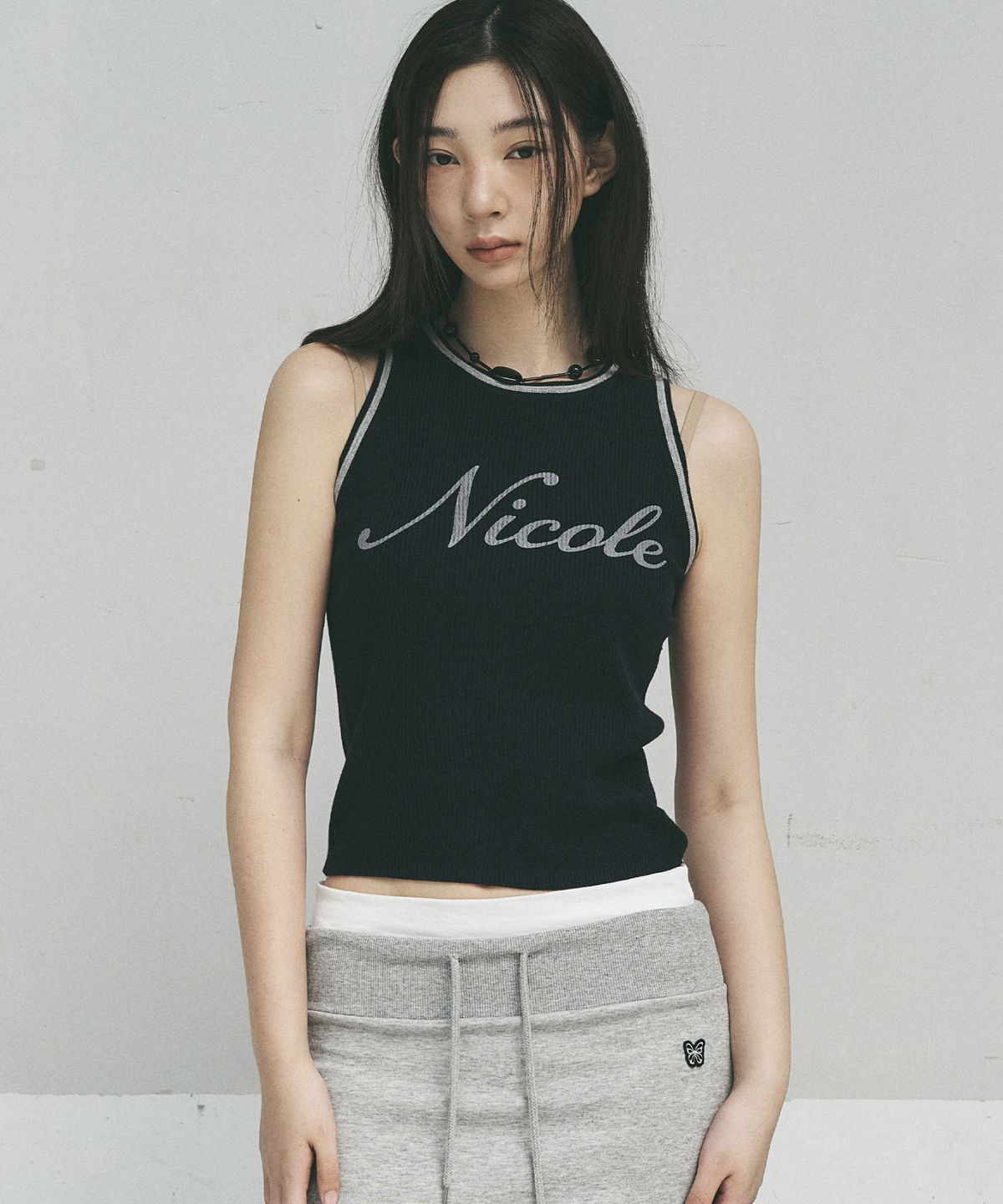 닉앤니콜(NICK&NICOLE) NICOLE RIBBED SLEEVELESS TOP_NAVY