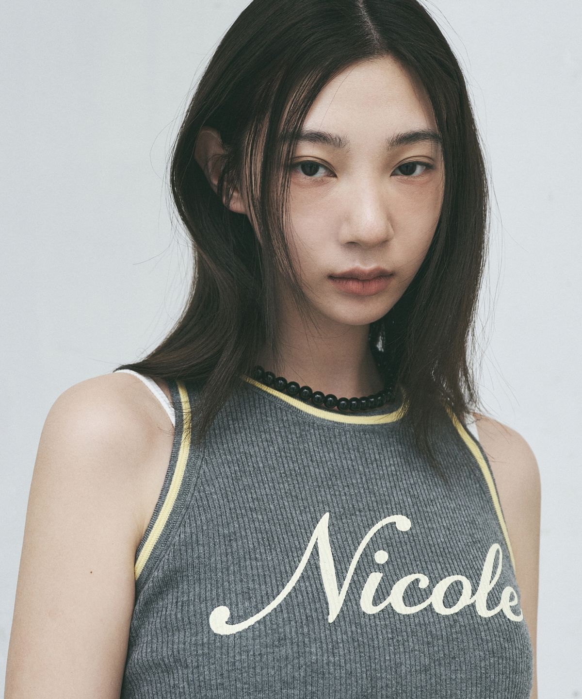 닉앤니콜(NICK&NICOLE) NICOLE RIBBED SLEEVELESS TOP_CHARCOAL