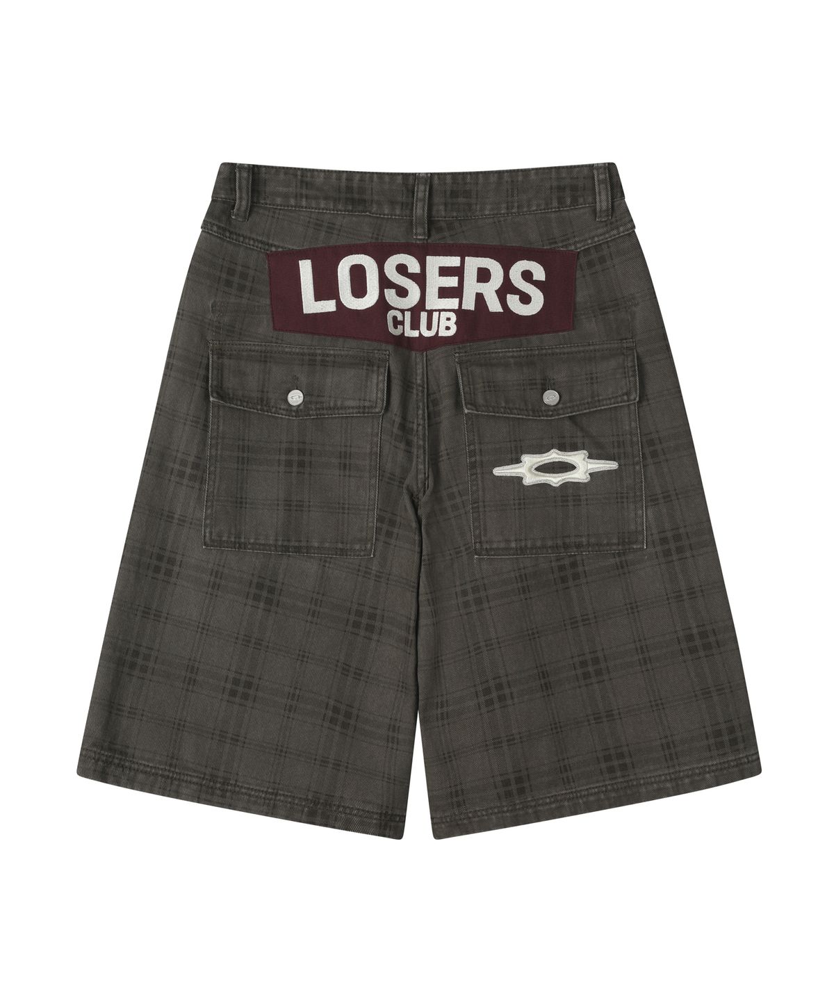 루저스클럽(LOSERS CLUB) 체크 패턴 워시드 버뮤다 코튼팬츠 카키