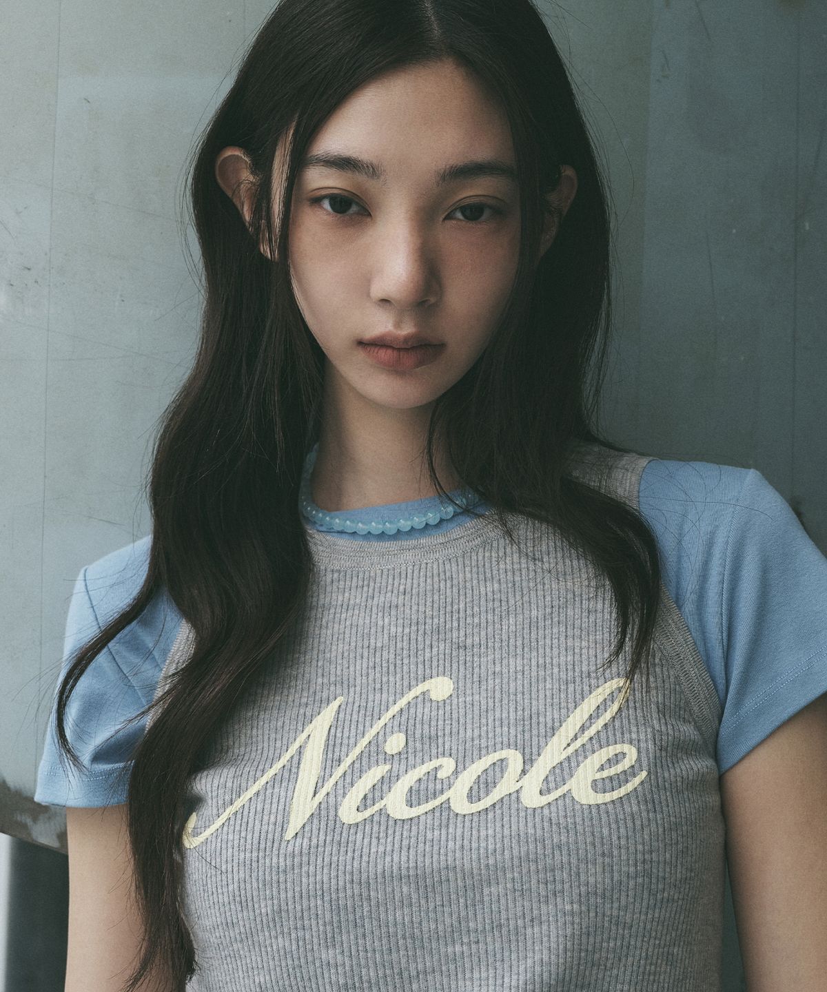 닉앤니콜(NICK&NICOLE) NICOLE RIBBED SLEEVELESS TOP_GRAY