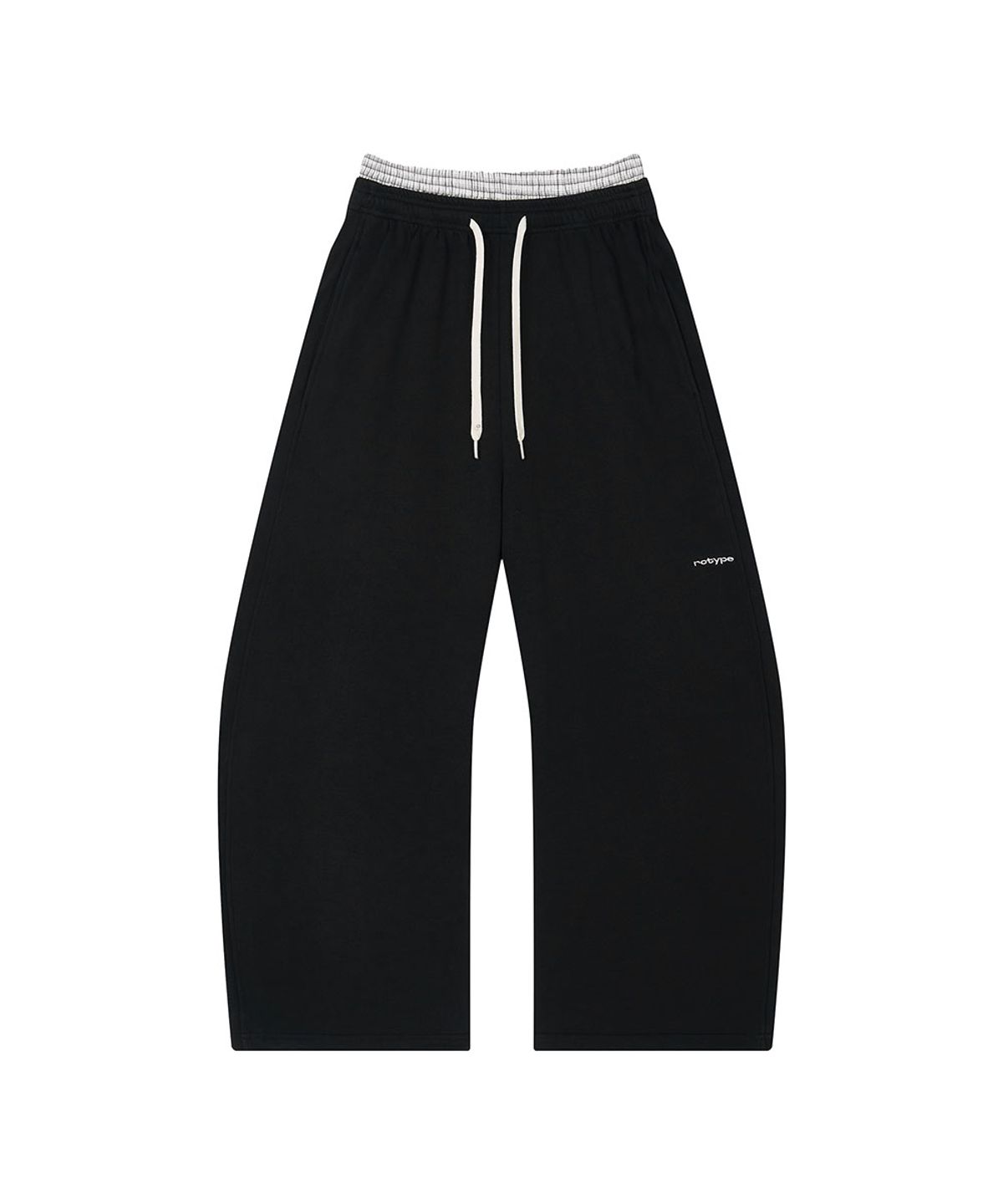 로타입(ROUGHTYPE) Checkered Double Layered Sweatpants - Black