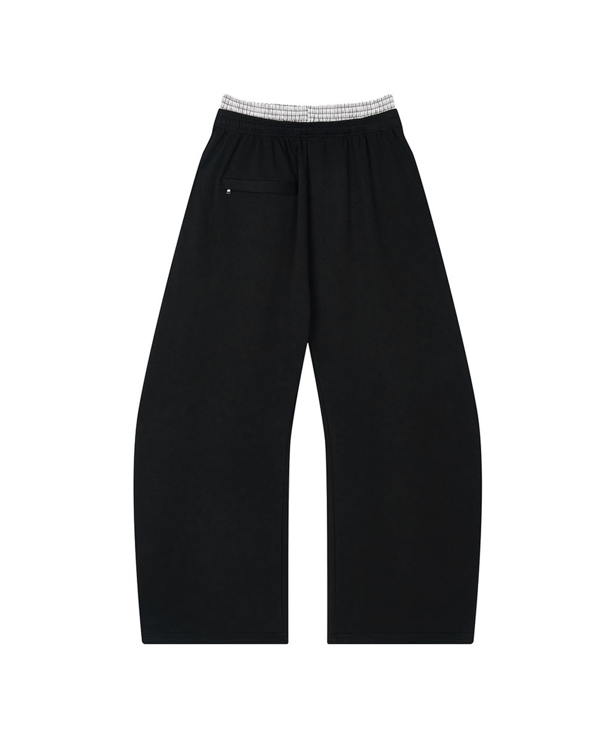 로타입(ROUGHTYPE) Checkered Double Layered Sweatpants - Black
