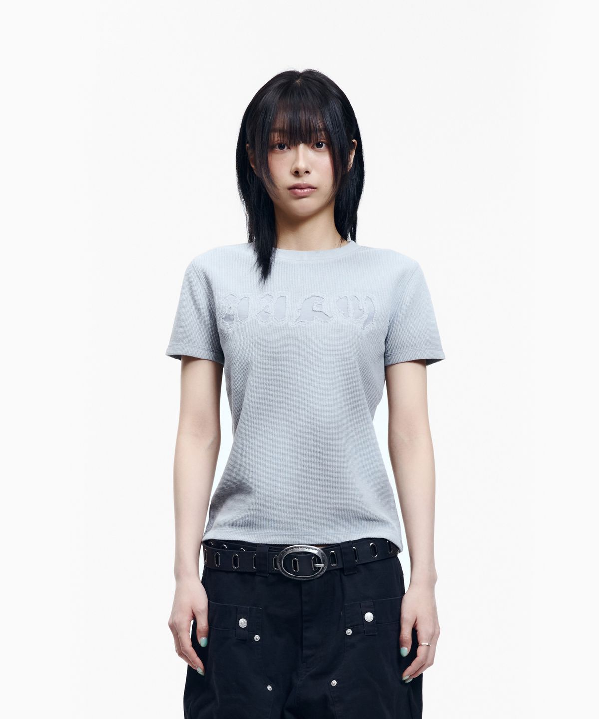 아캄(AAKAM) Reverse Patch Waffle Half Top (Gray)