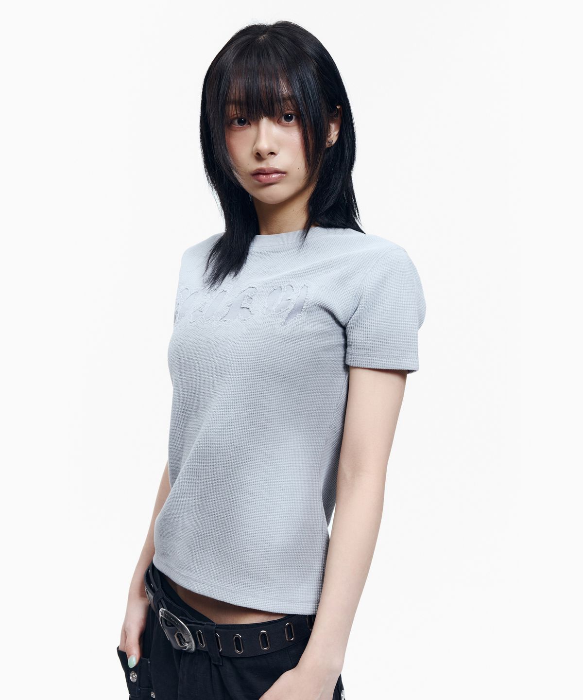 아캄(AAKAM) Reverse Patch Waffle Half Top (Gray)