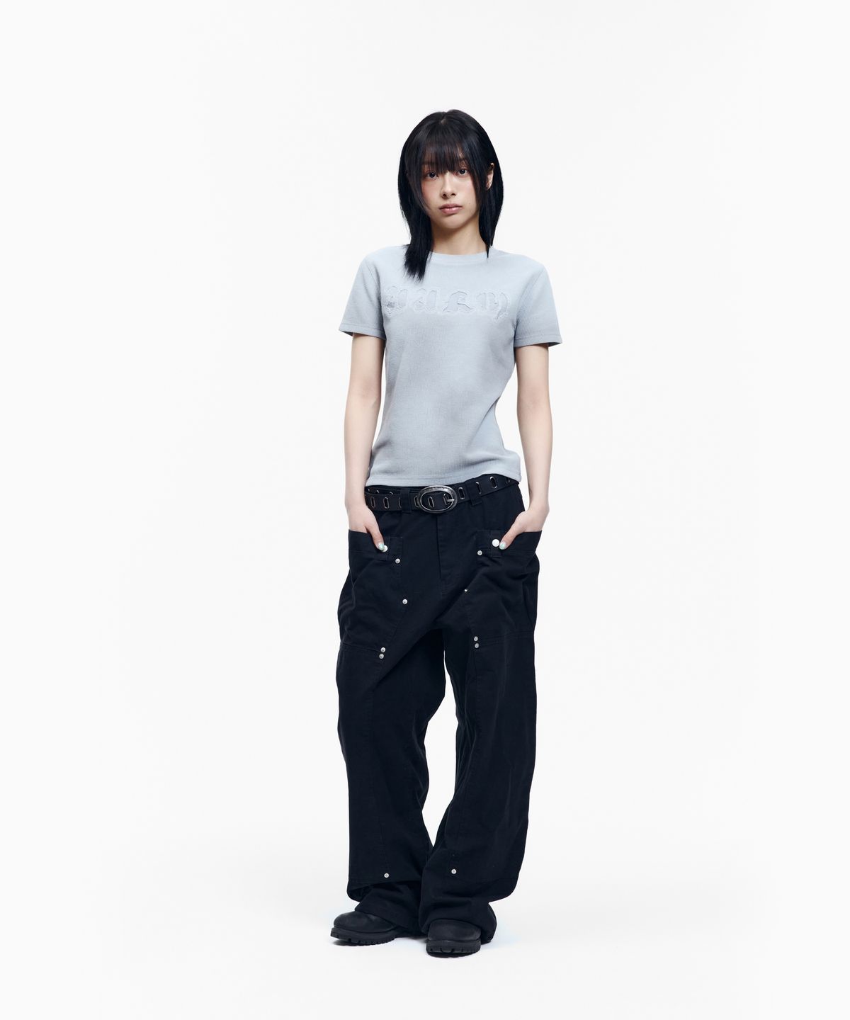 아캄(AAKAM) Reverse Patch Waffle Half Top (Gray)