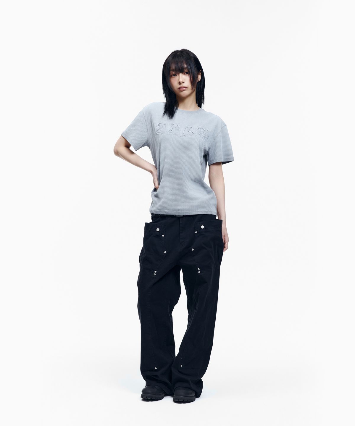 아캄(AAKAM) Reverse Patch Waffle Half Top (Gray)
