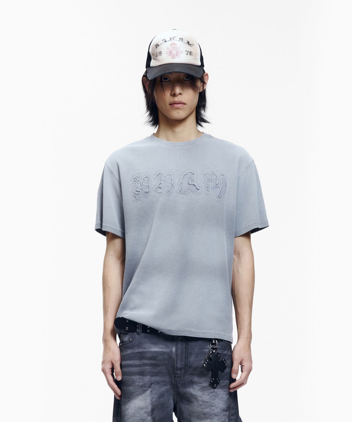 아캄(AAKAM) Reverse Patch Waffle Half Top (Gray)