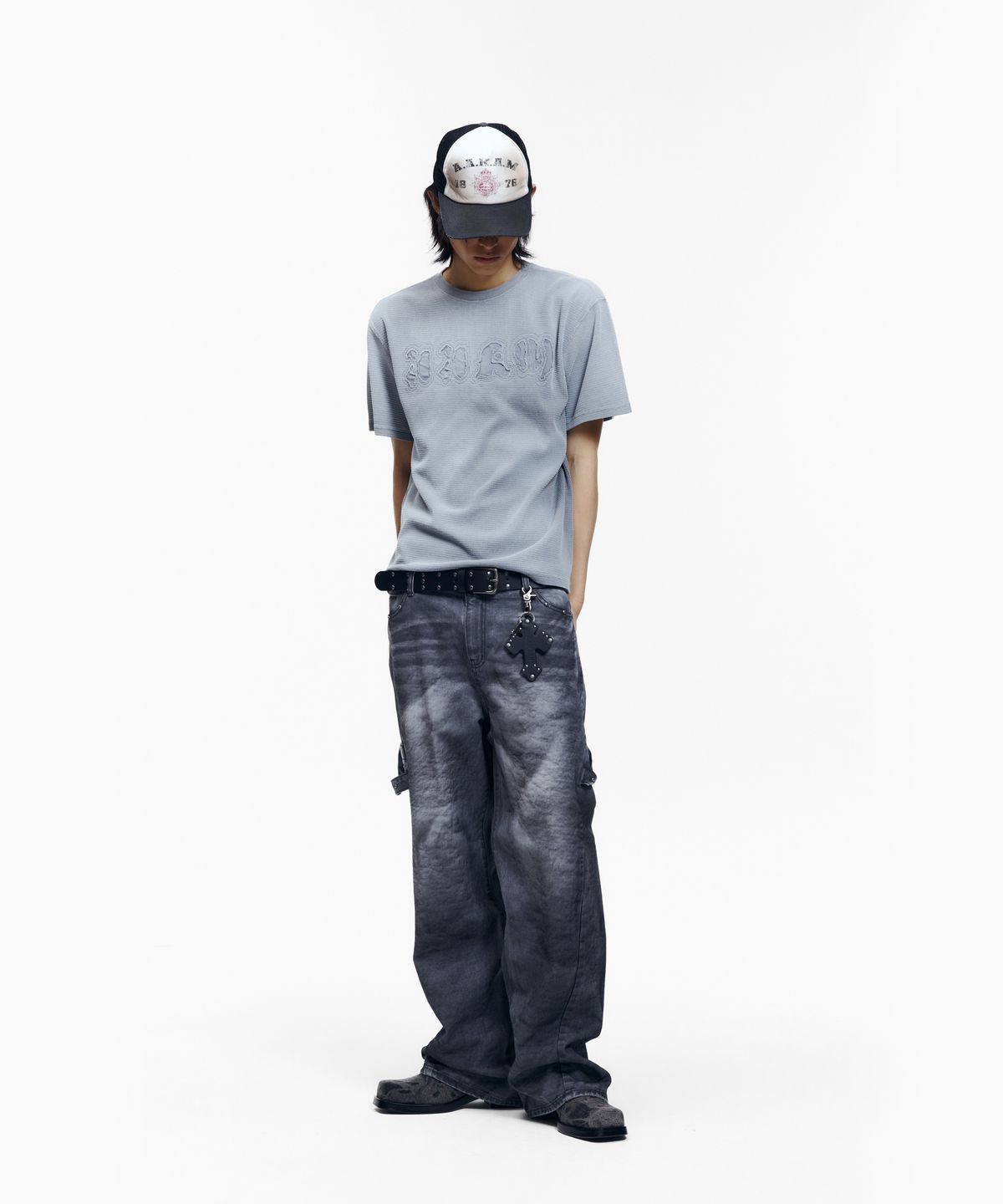 아캄(AAKAM) Reverse Patch Waffle Half Top (Gray)