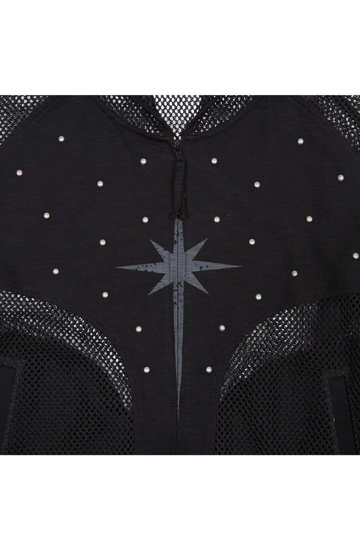메아(MEA) STUDDED MESH ZIP HOODIE [BLACK]