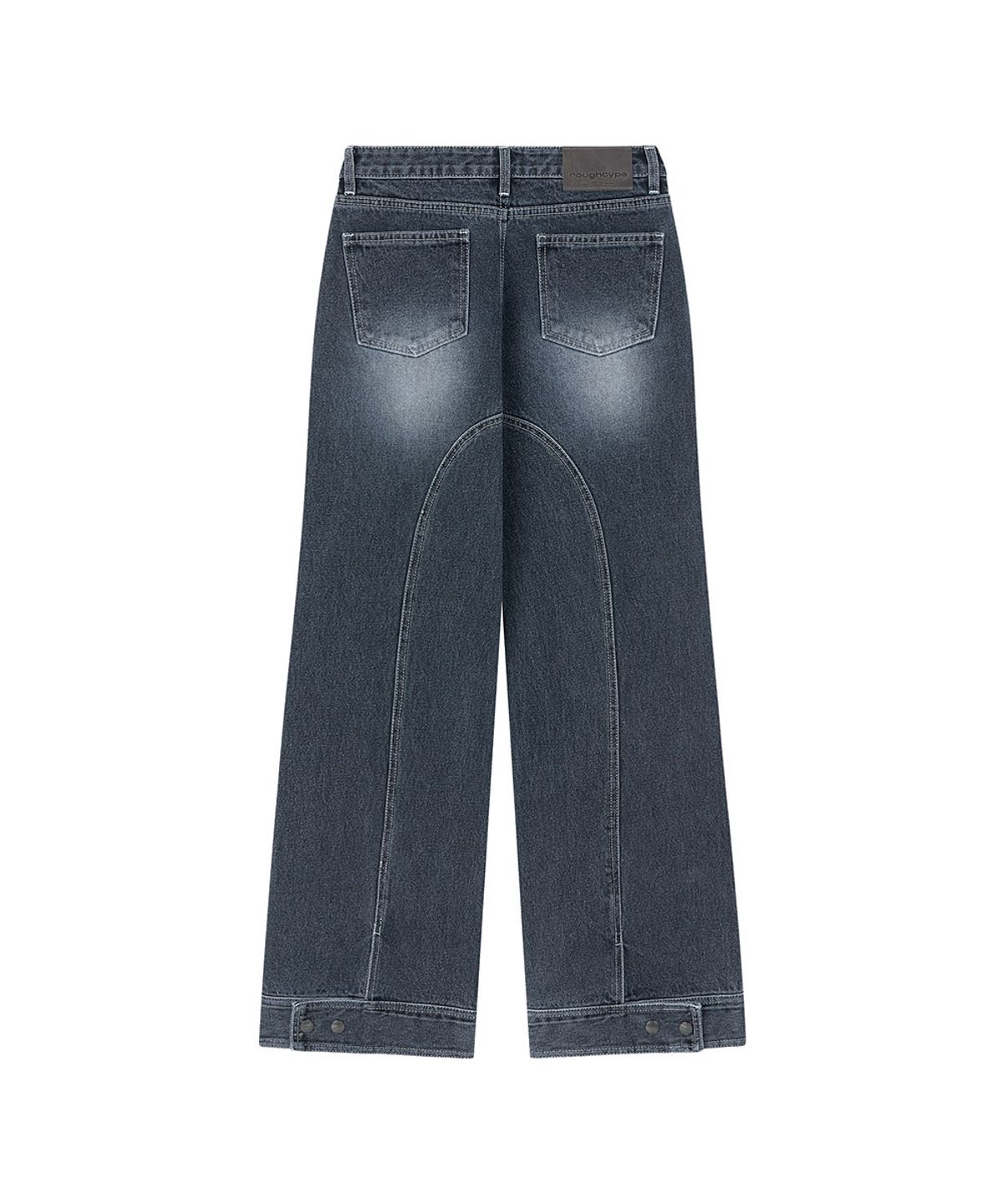로타입(ROUGHTYPE) Semi Boot-fit Snap Denim Pants - Mid blue