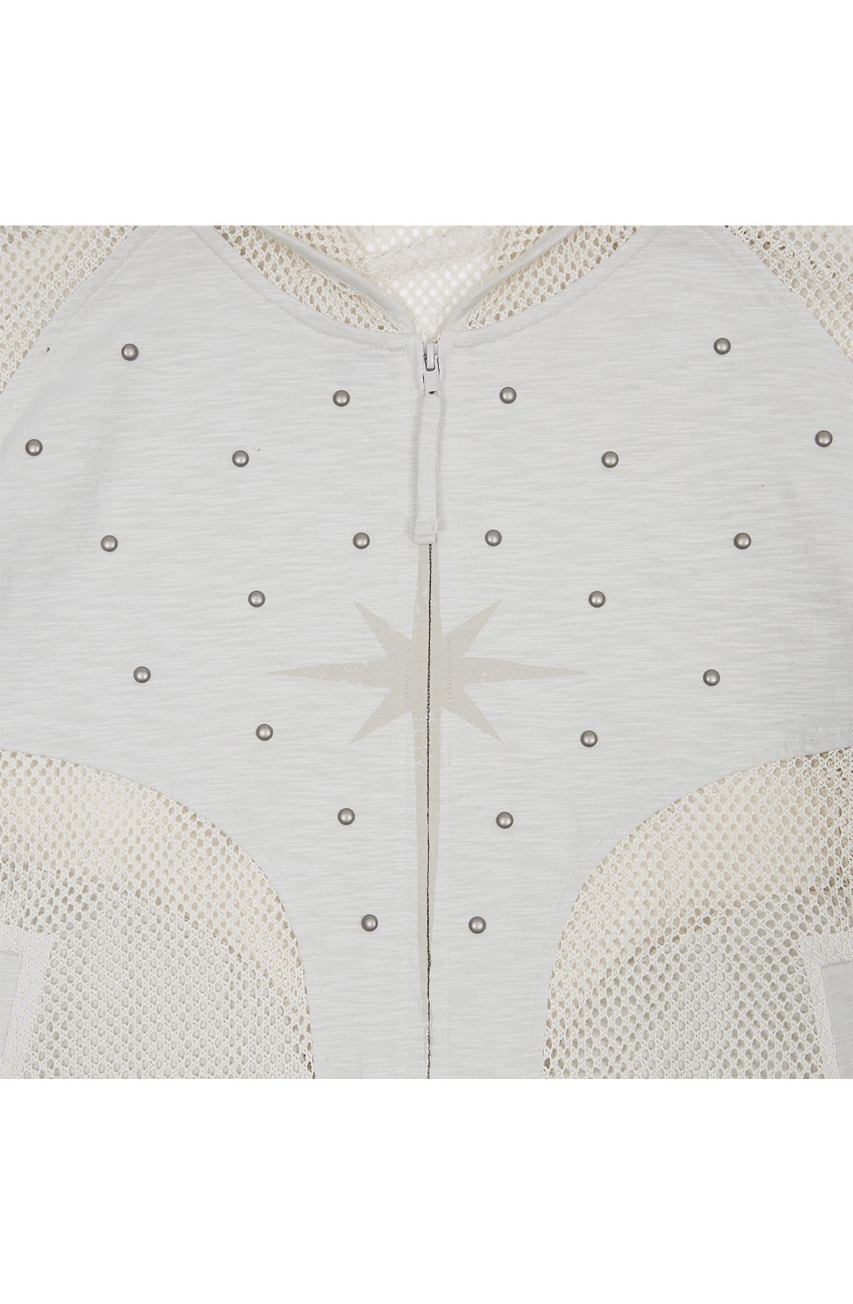 메아(MEA) STUDDED MESH ZIP HOODIE [IVORY]
