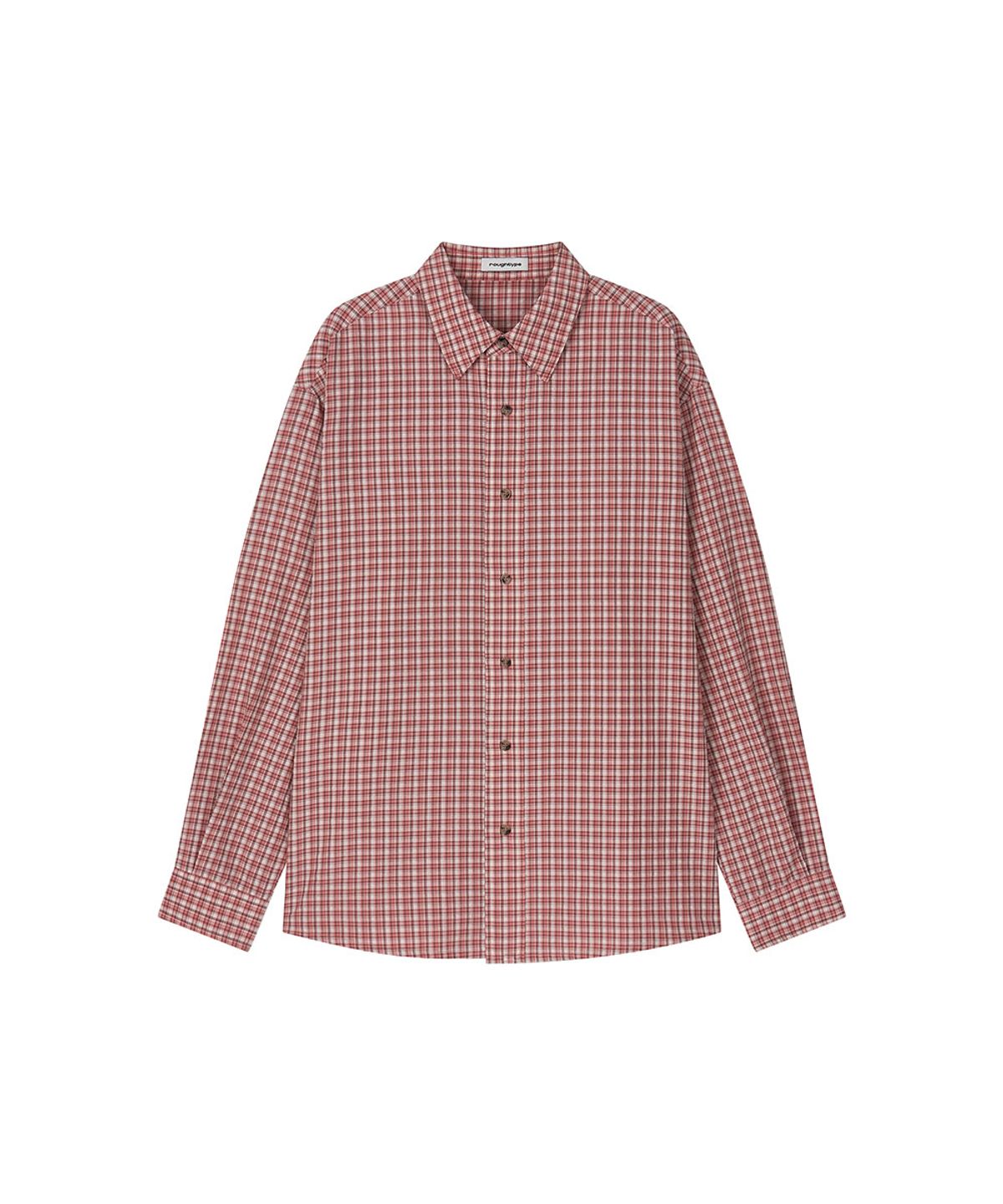 로타입(ROUGHTYPE) OverFit Embroidery Check Shirt - Pink