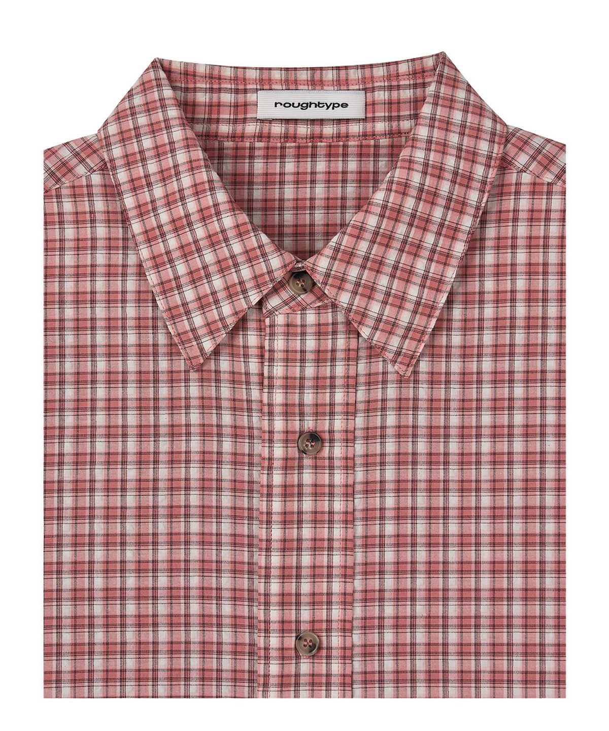 로타입(ROUGHTYPE) OverFit Embroidery Check Shirt - Pink