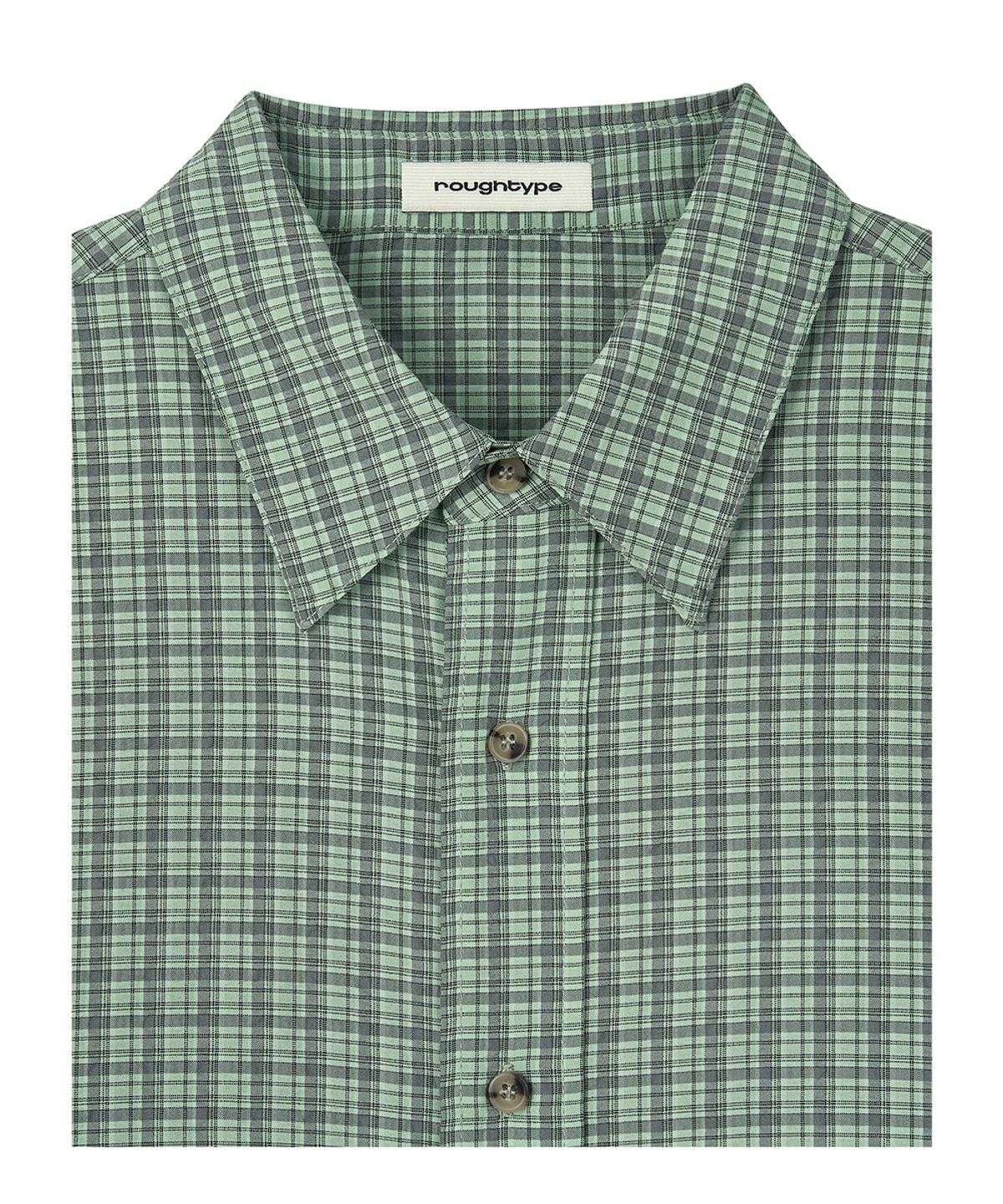 로타입(ROUGHTYPE) OverFit Embroidery Check Shirt - Green