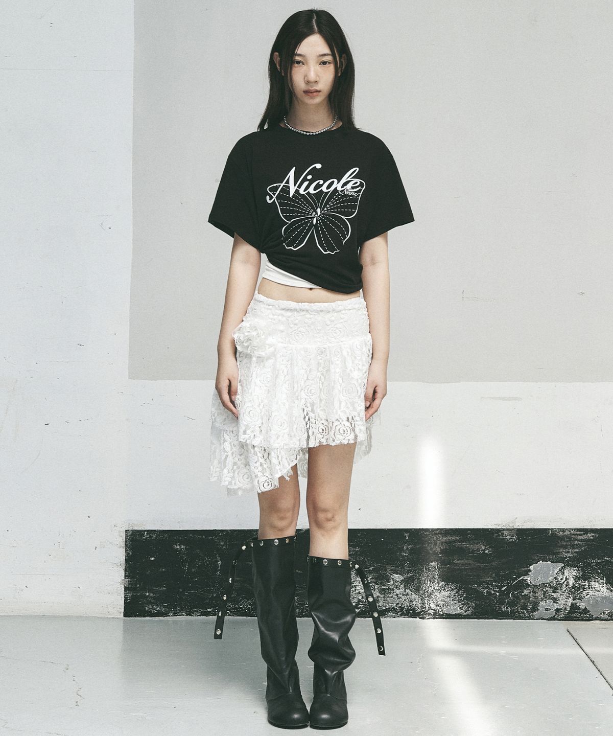 닉앤니콜(NICK&NICOLE) ROSE TIERED LACE SKIRT_WHITE