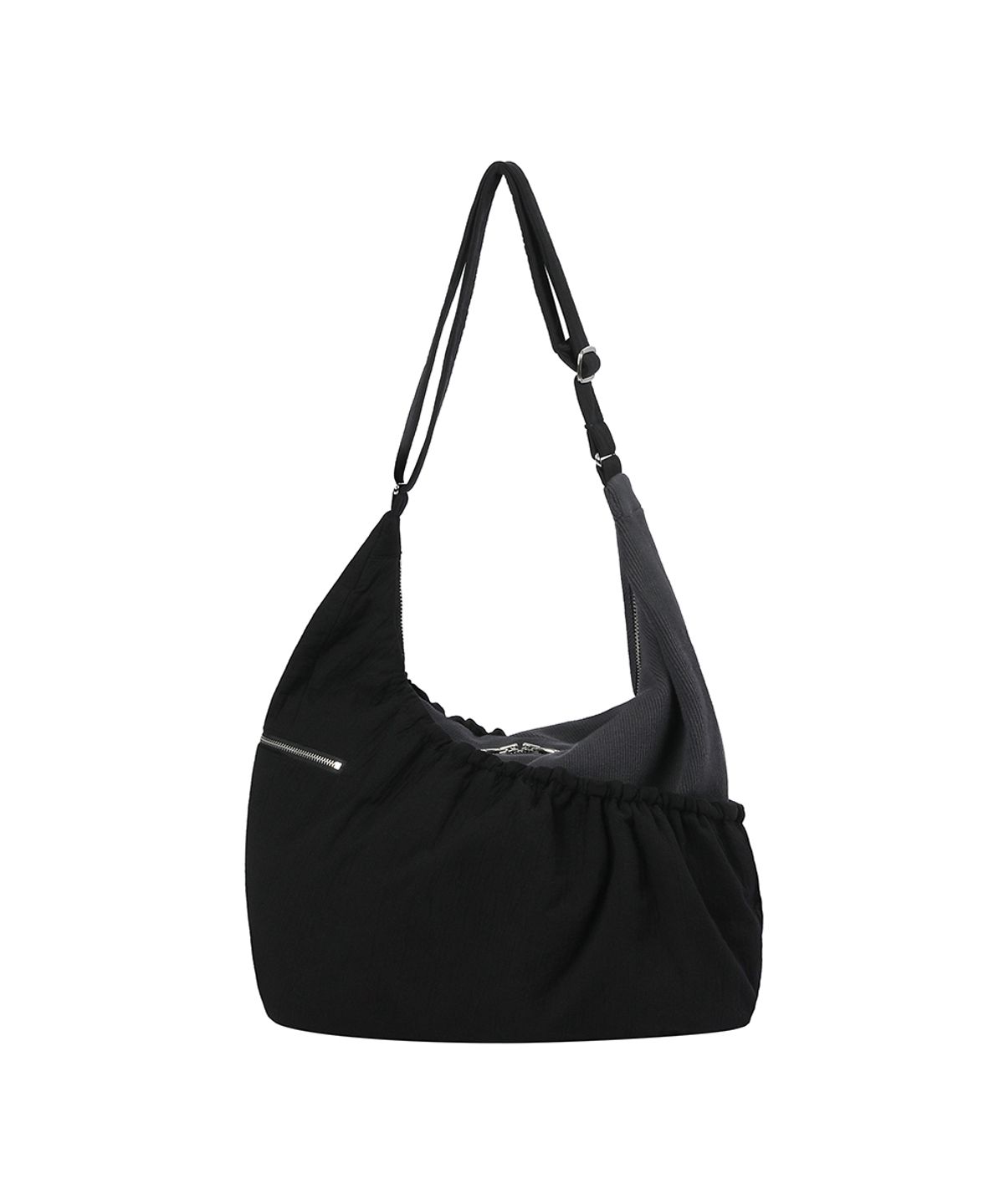 미세키서울(MISEKI SEOUL) Ribbed layered cross bag BLACK
