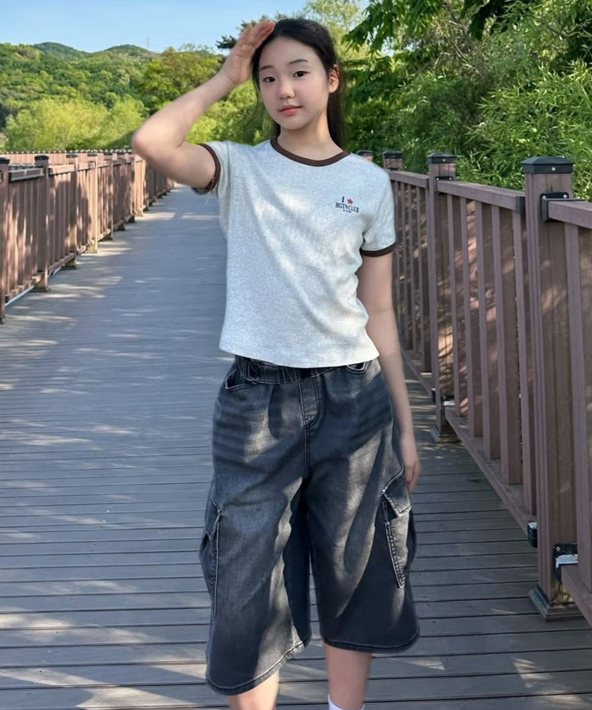 행텐 틴즈(HANGTEN TEENS) 틴즈 여아 안티필링 아일렛 반팔 티셔츠_101(14570-131-426-31)