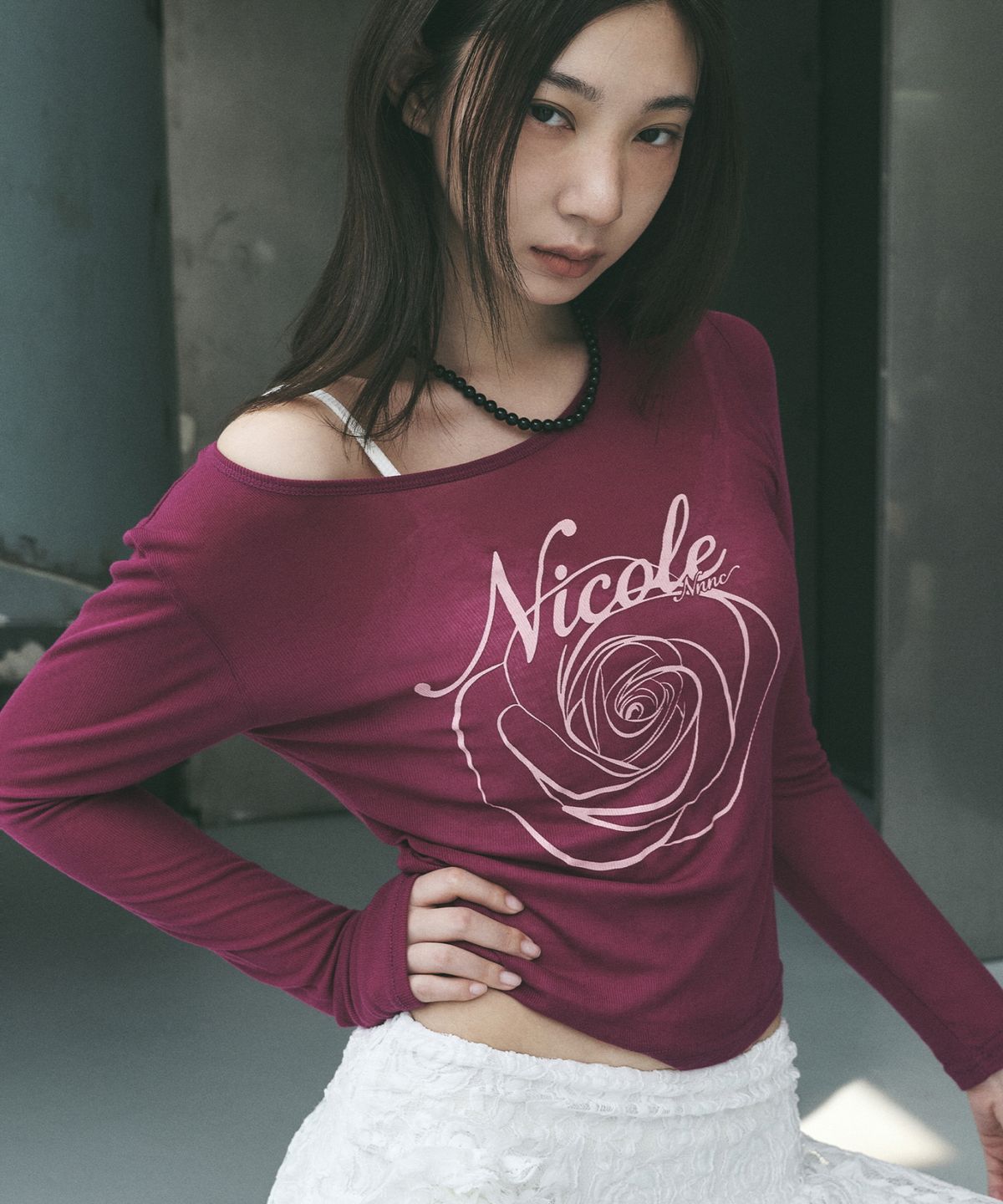 닉앤니콜(NICK&NICOLE) NICOLE ROSE LONG SLEEVE TOP_PLUM