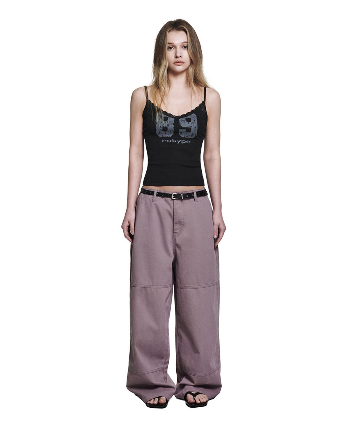 로타입(ROUGHTYPE) Double-cut Cotton Pants - Purple
