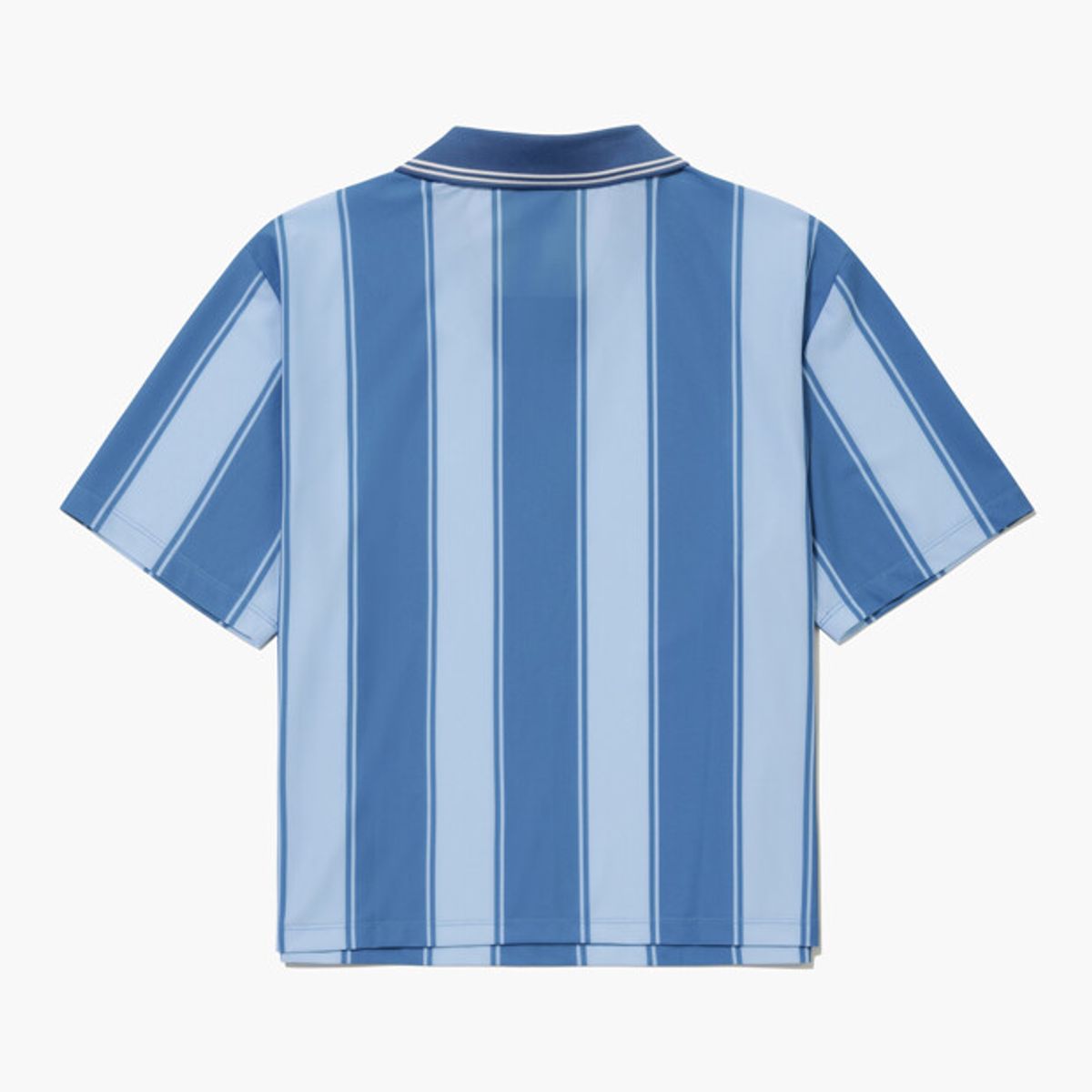 르꼬끄 골프(LECOQ GOLF) 공용 블록코어 스트라이프 사커 티셔츠 _MBLU GR222LTS46