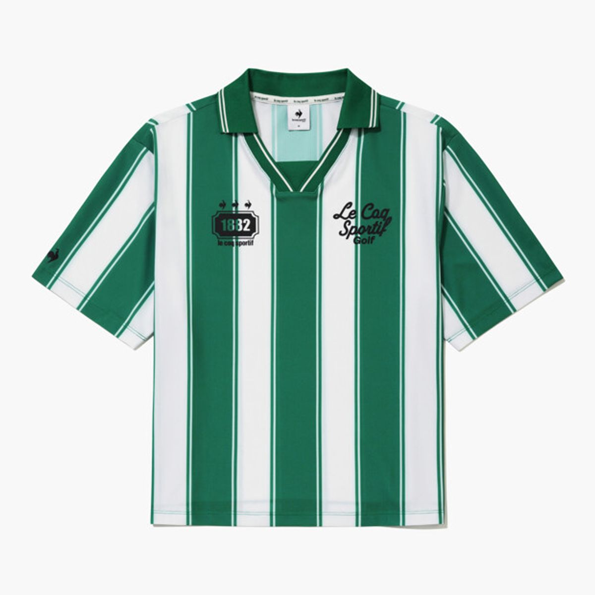 르꼬끄 골프(LECOQ GOLF) 공용 블록코어 스트라이프 사커 티셔츠 _GREN GR222LTS46