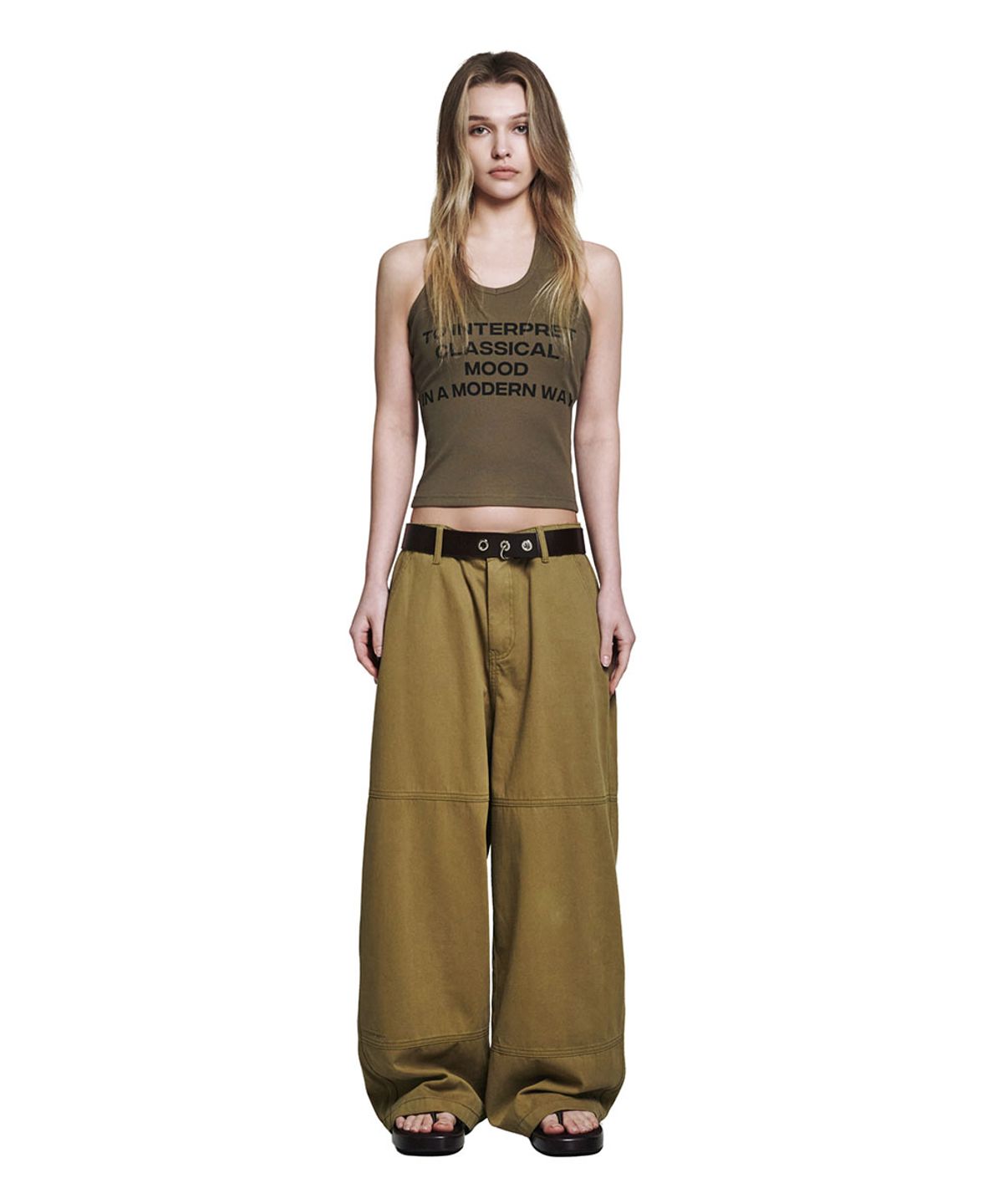 로타입(ROUGHTYPE) Double-cut Cotton Pants - Olive