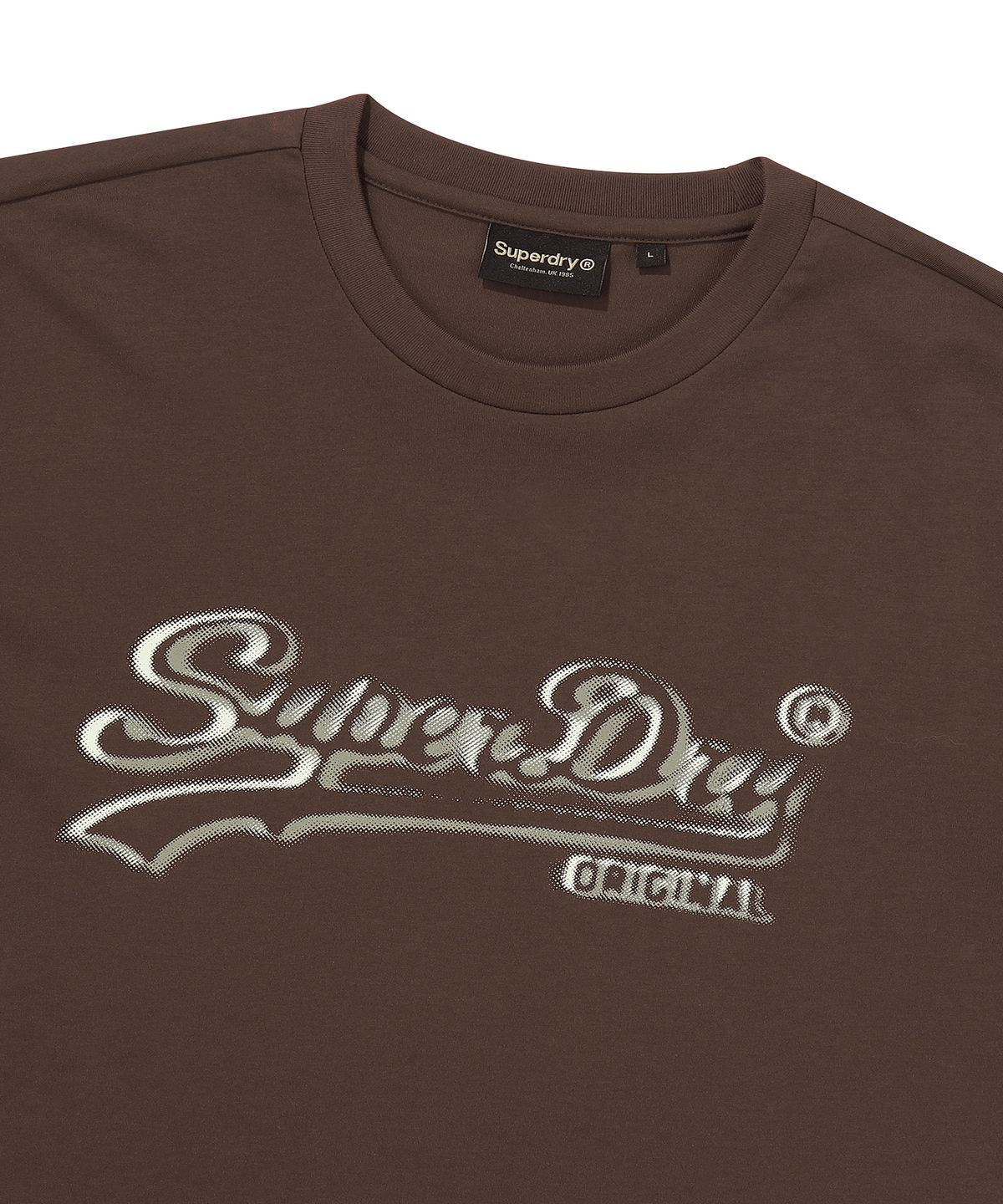 슈퍼드라이(SUPERDRY) 도트 로고 그래픽 티셔츠 다크 브라운 SDUISCQ70DBW
