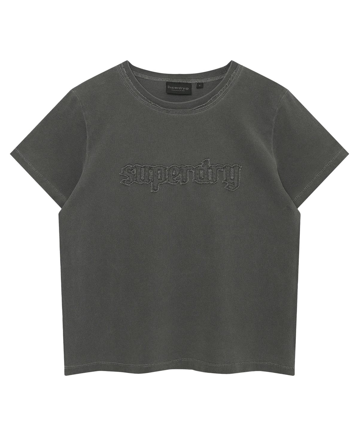 슈퍼드라이(SUPERDRY) 우먼스 빈티지 로고 패치 티셔츠 차콜 SDFISCQ43CHL