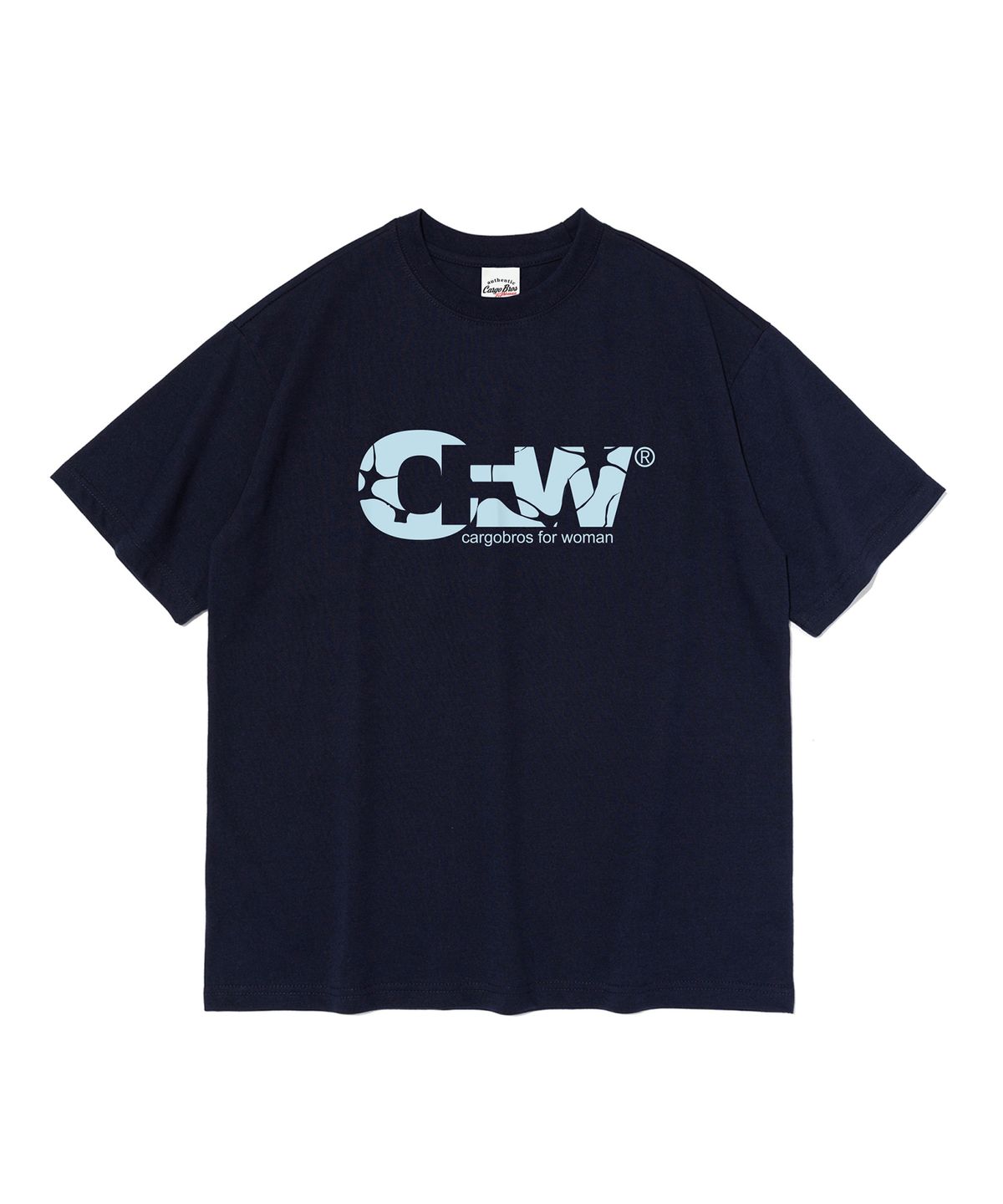 카고브로스 포 우먼(CARGOBROS FOR WOMAN) CFW 크랙 로고 반팔 티셔츠 (네이비)