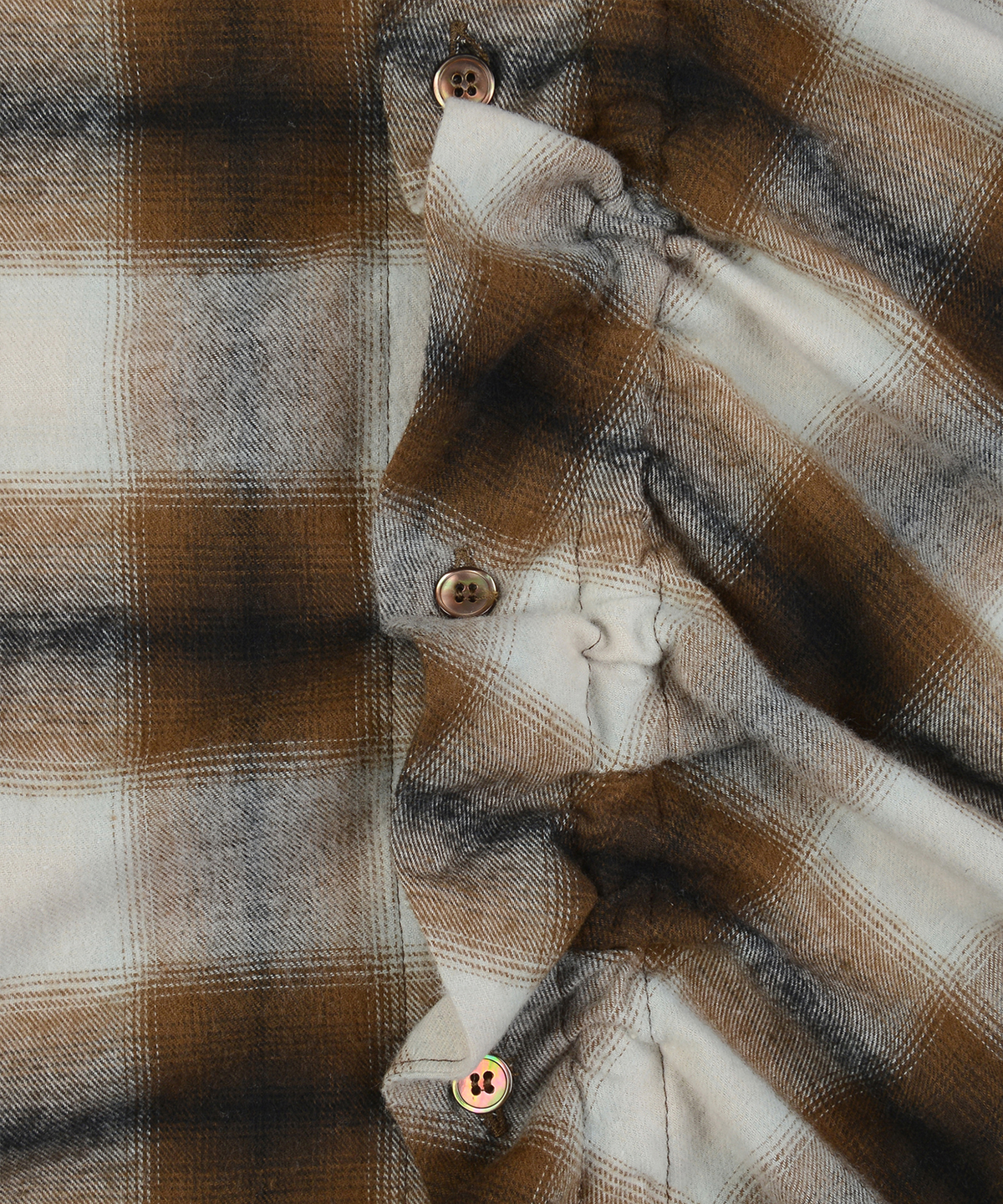 카치스(COTCHS) OMBRE SHIRRING SHIRTS-BROWN