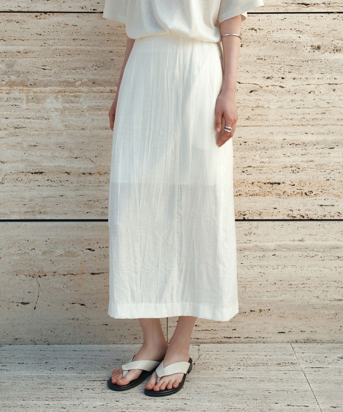 시야쥬(SIYAZU) SIST9062 브리즈 링클 스커트_Ivory