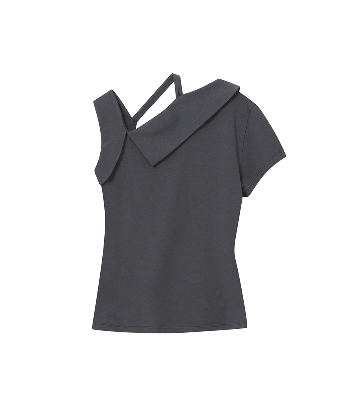 미세키서울(MISEKI SEOUL) Shoulder strap unbalance top CHARCOAL