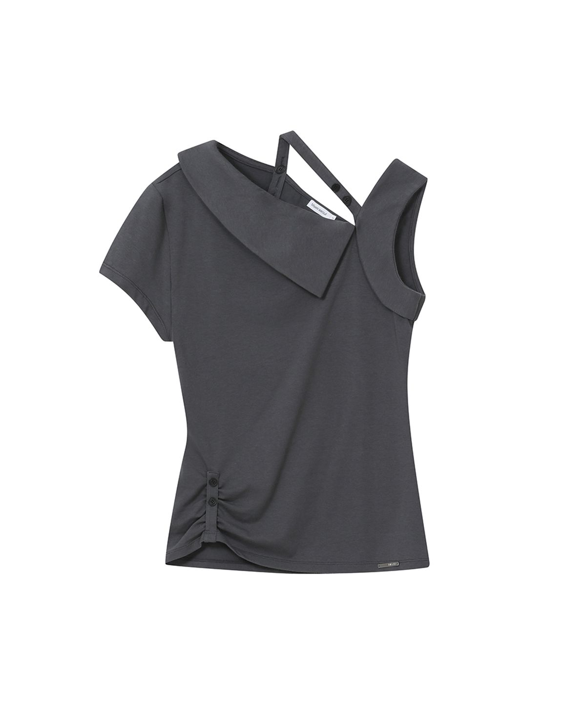 미세키서울(MISEKI SEOUL) Shoulder strap unbalance top CHARCOAL