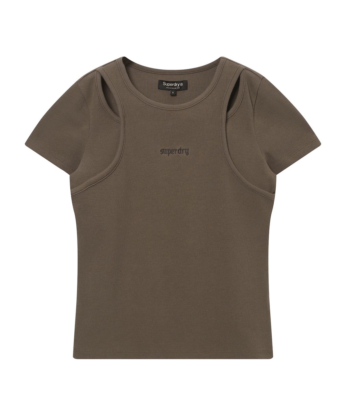 슈퍼드라이(SUPERDRY) 우먼스 레이어드 슬림 티셔츠 브라운 SDFISCQ47BRW