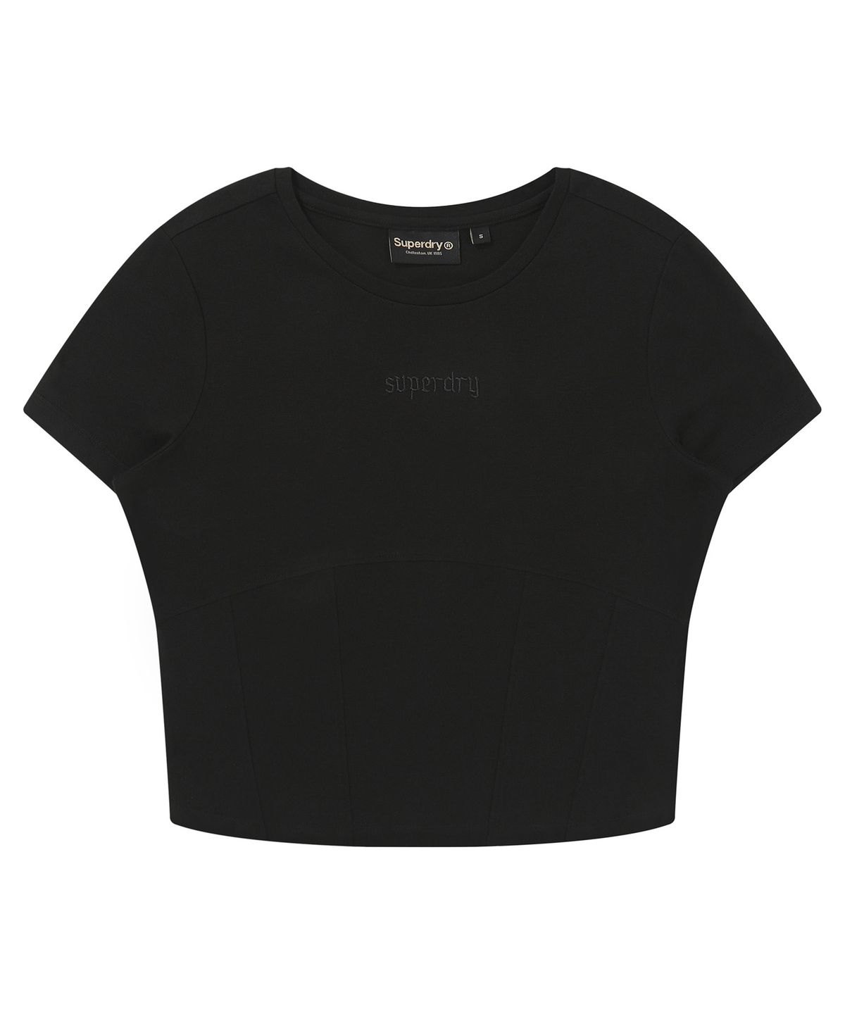 슈퍼드라이(SUPERDRY) 우먼스 패널 크롭 티셔츠 블랙 SDFISCQ46BLK