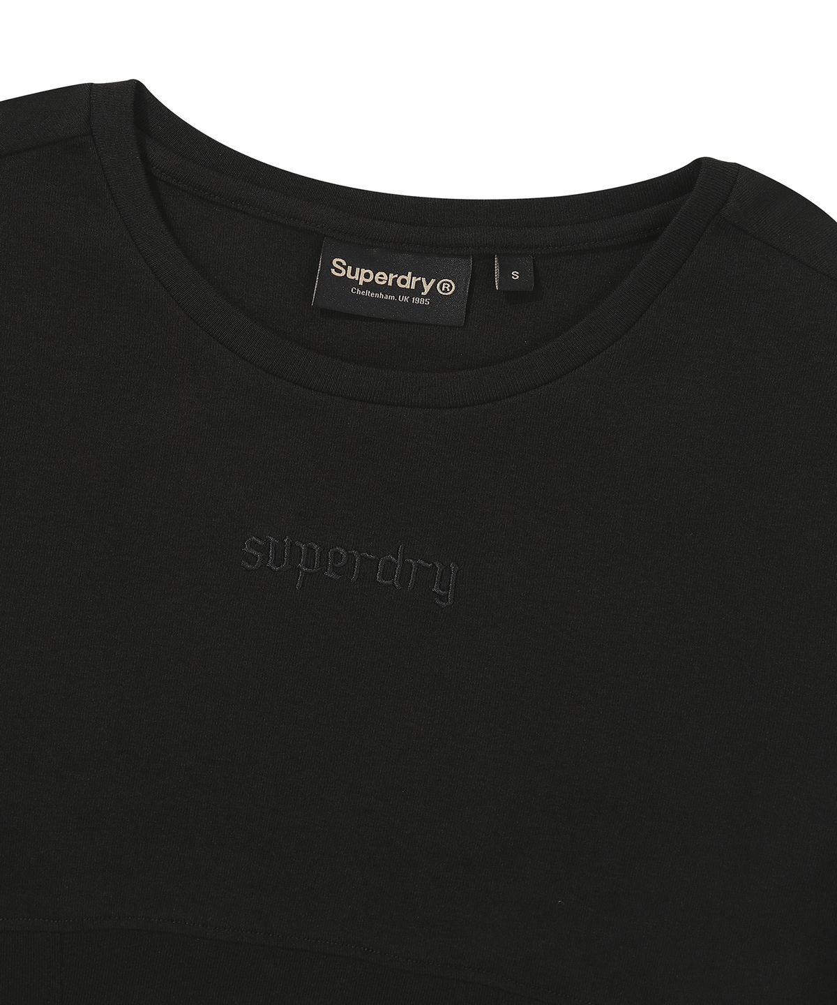 슈퍼드라이(SUPERDRY) 우먼스 패널 크롭 티셔츠 블랙 SDFISCQ46BLK