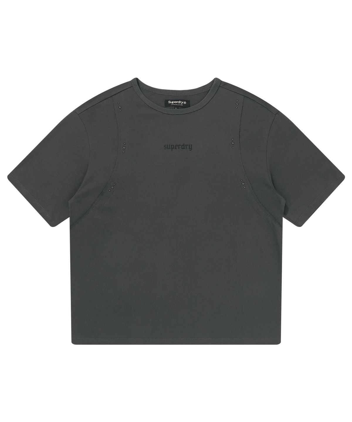 슈퍼드라이(SUPERDRY) 우먼스 스터드 디테일 티셔츠 차콜 SDFISCQ44CHL