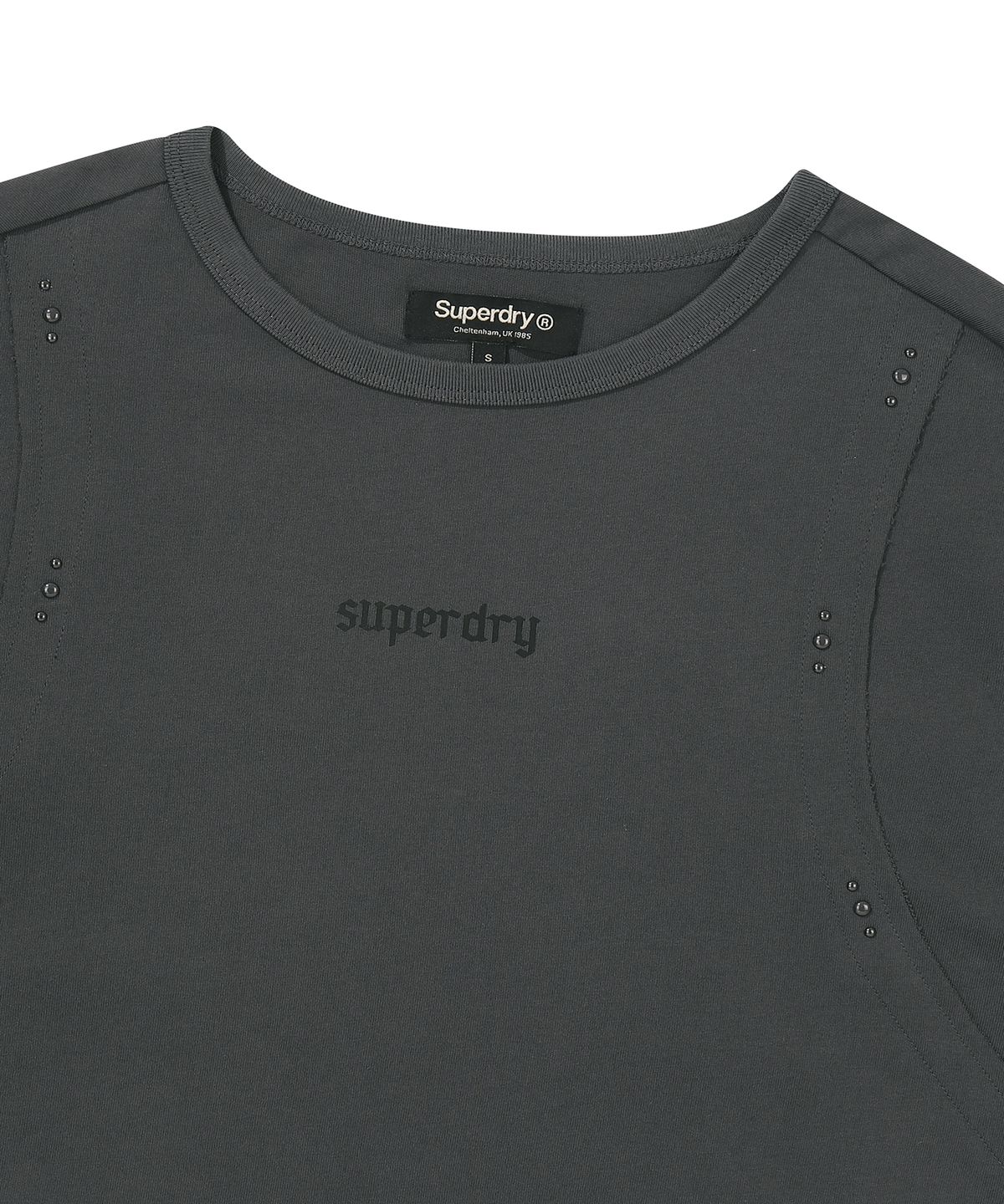 슈퍼드라이(SUPERDRY) 우먼스 스터드 디테일 티셔츠 차콜 SDFISCQ44CHL