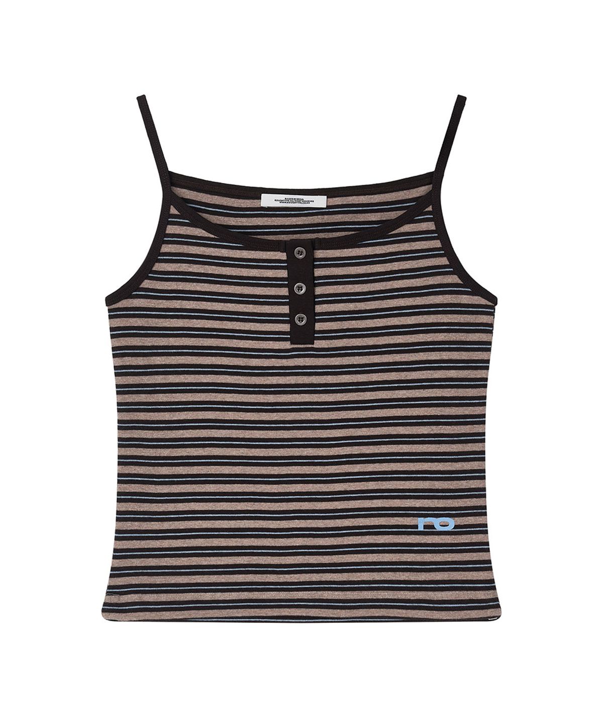 로타입(ROUGHTYPE) Stripe Henley Neck Sleeveless - Beige